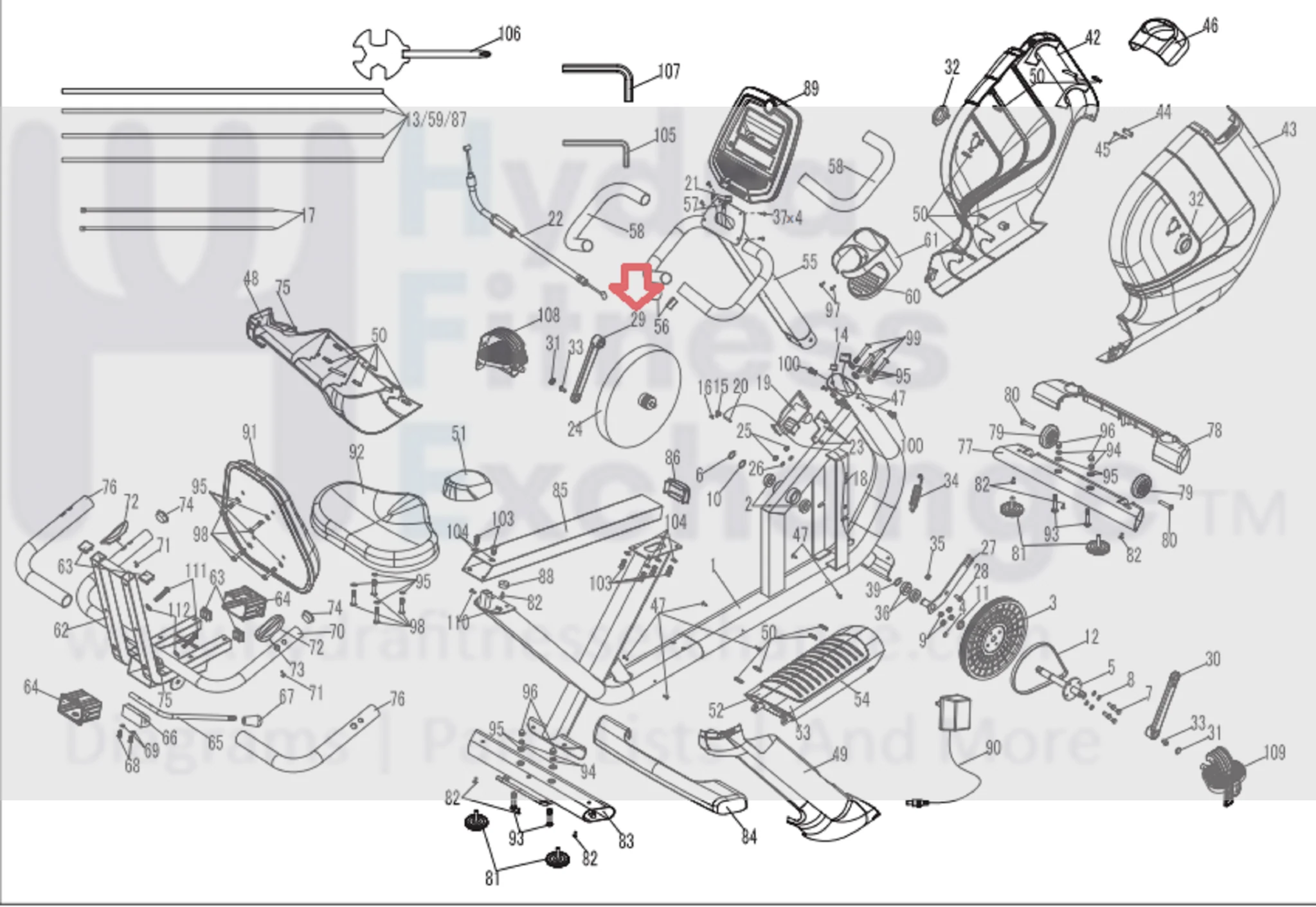 Horizon Fitness Comfort R - RB013 Stationary Bike Left Crank Arm 1000357772 - Image 2