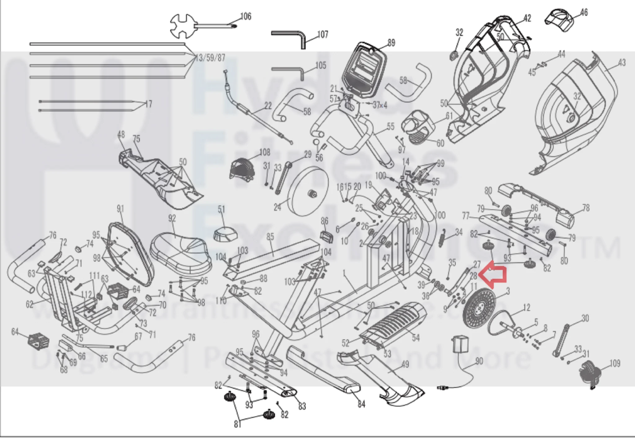 Horizon Fitness Comfort R - RB013 Stationary Bike Truss Hex Screw 1000324721 - Image 2