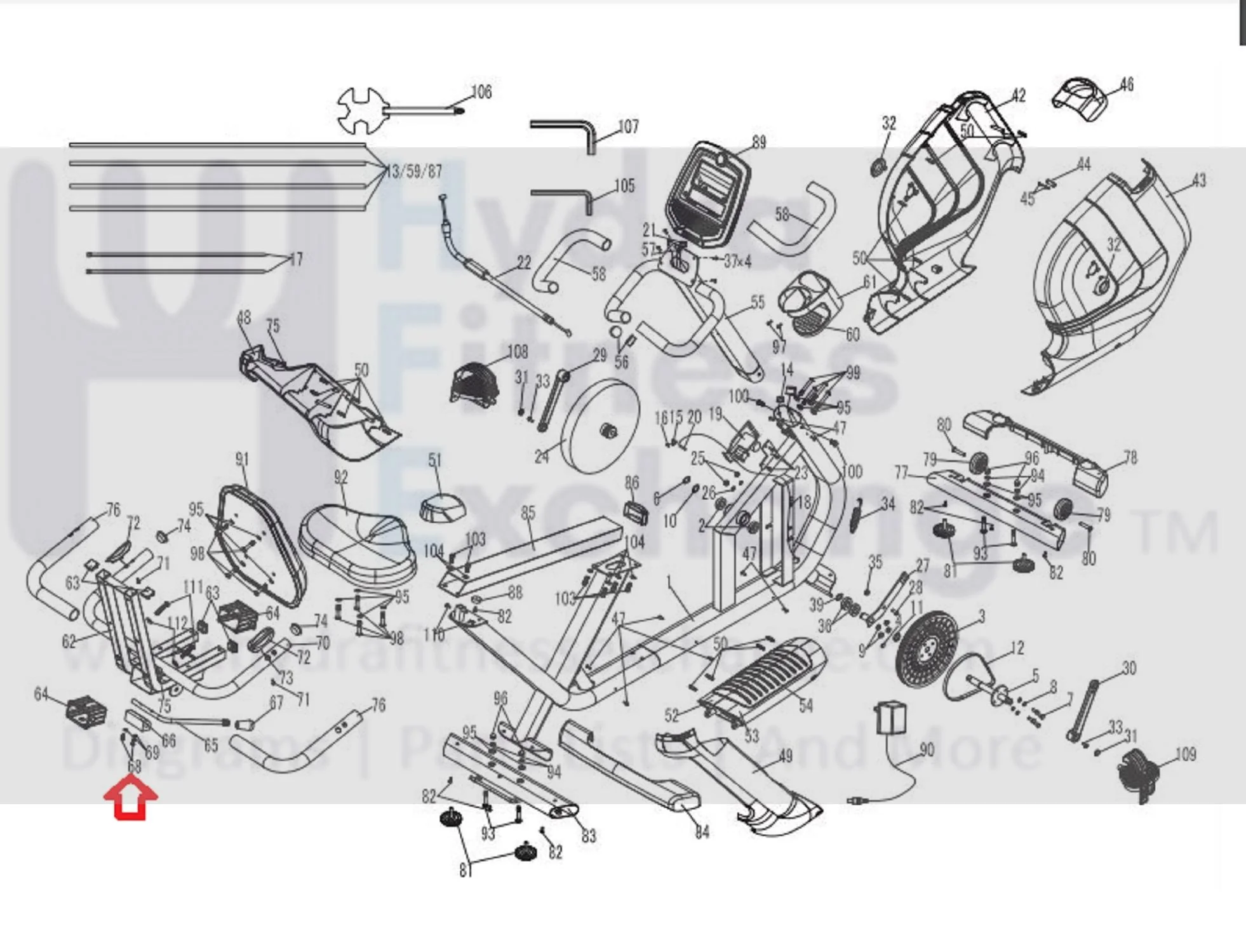 Horizon Fitness Comfort R - RB013 Stationary Bike Truss Hex Screw 1000324753 - Image 2