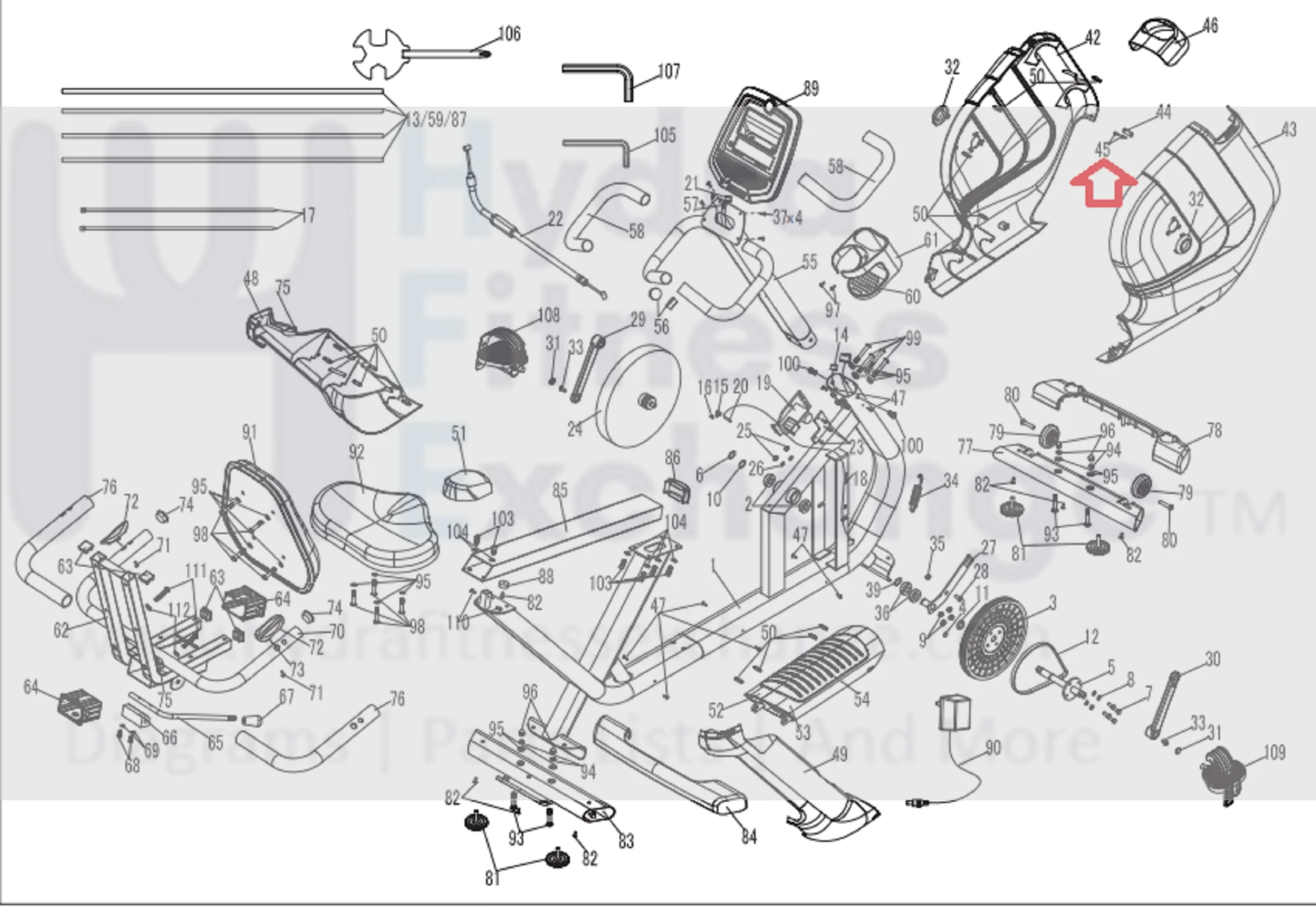 Horizon Fitness Comfort R - RB013 Stationary Bike Truss Phillips Screw 1000324731 - Image 2