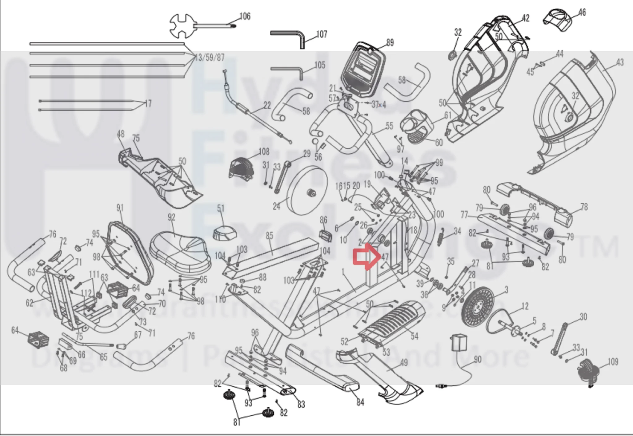 Horizon Fitness Comfort R - RB013 Stationary Bike Truss Phillips Self Tapping Screw 1000324733 - Image 2