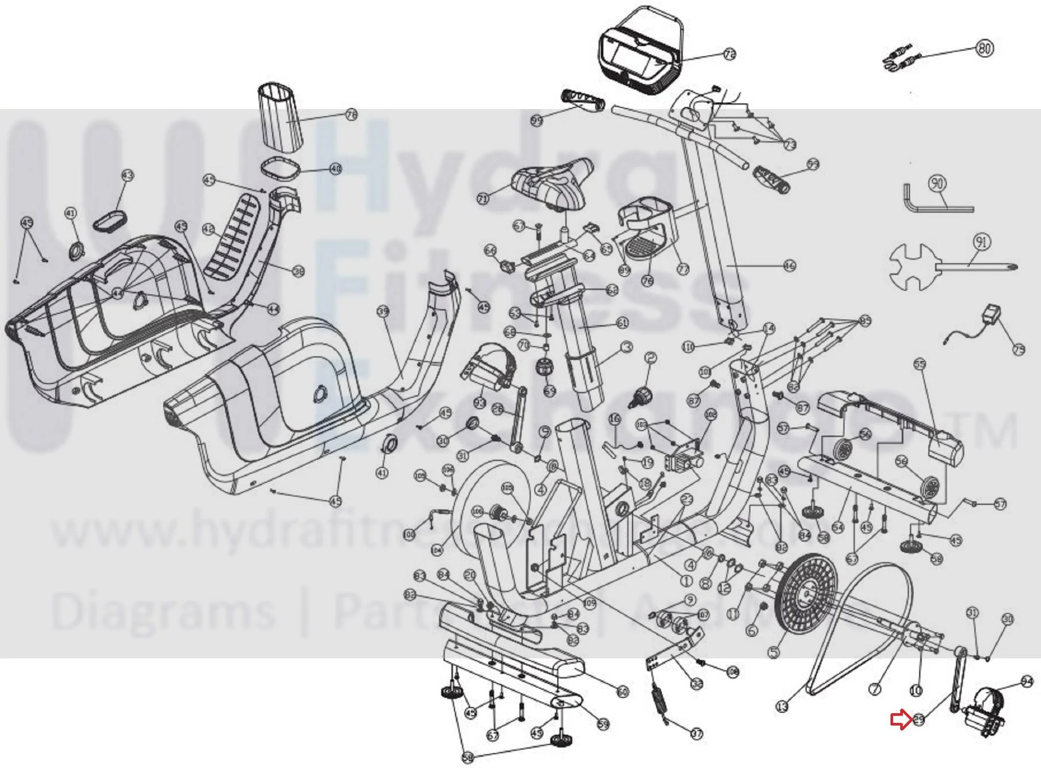 Horizon Fitness Comfort U - CB037 Stationary Bike Right Crank Arm 1000324620 - Image 2