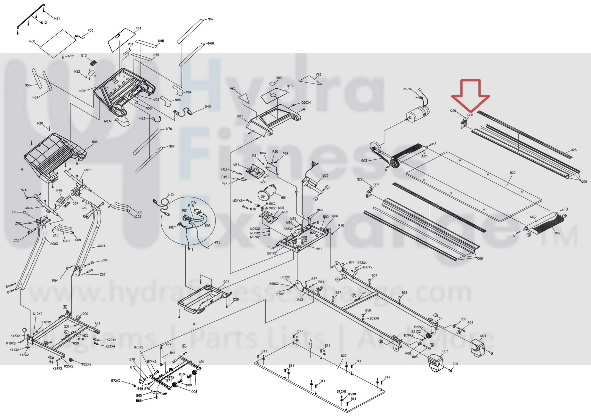 Horizon Fitness CST3.6 CSE4.6 CST4.6 30519 Treadmill Front Right Side Rail Cap 056402-CA - Image 3