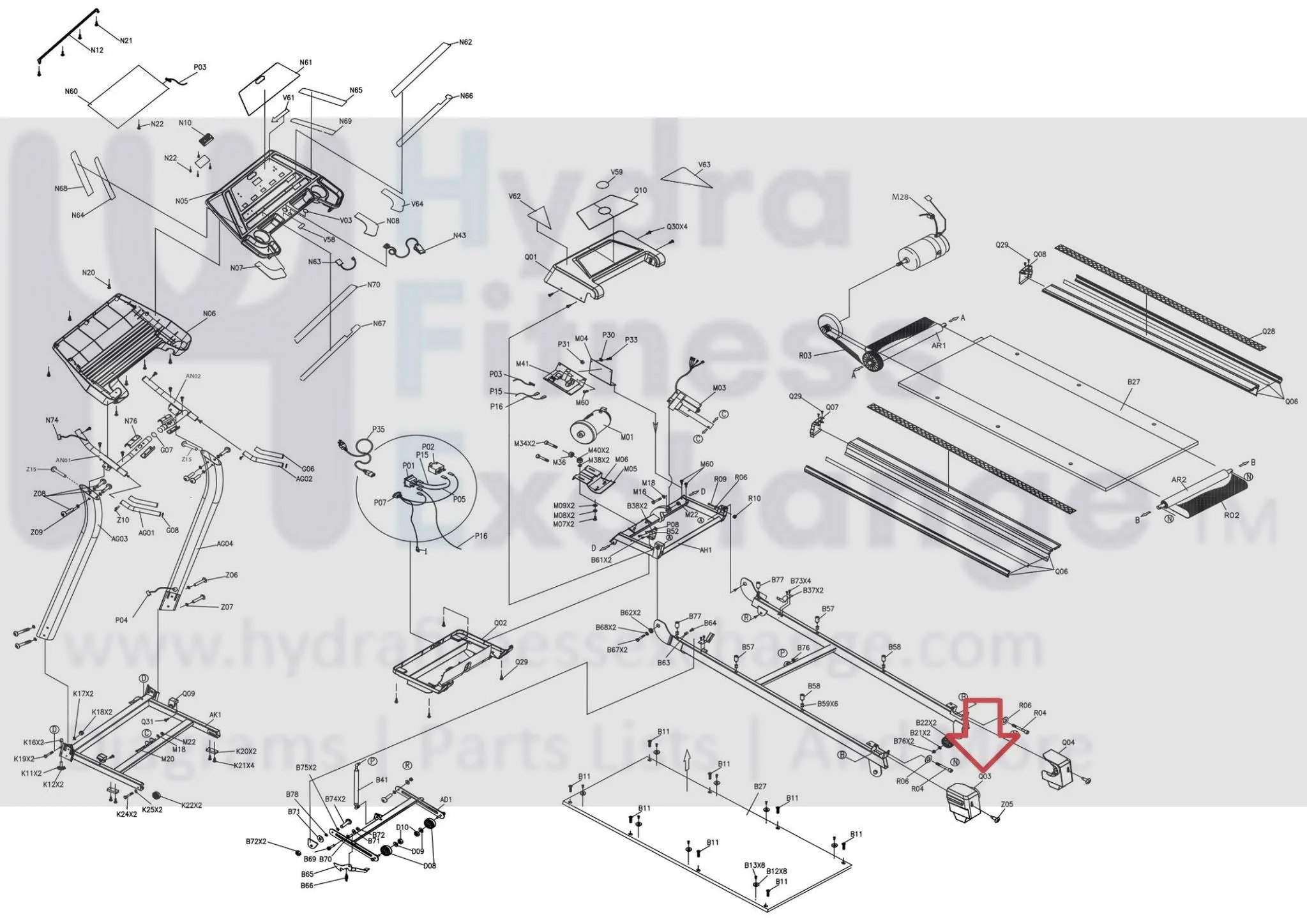 Horizon Fitness CST3.6 Treadmill Left End Cap Foot Rail 056387-CA - Image 3
