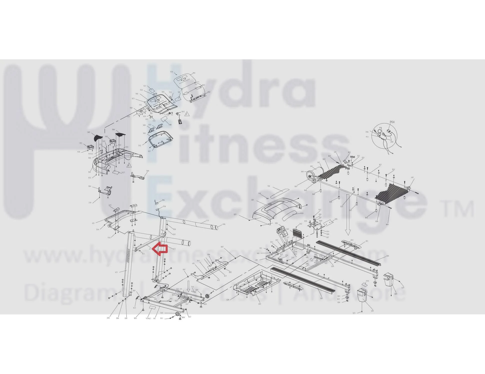 Horizon Fitness CT5.1 T701 Treadmill Upright Crossbar 1000097501 - Image 3