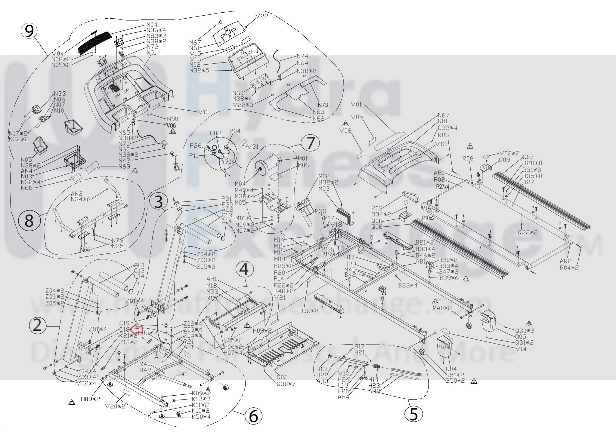 Horizon Fitness CT5.2 CT5.3 CT7.1 GS950TSM T101-03 T202 T203 Treadmill Left Console Mast Fixing Plate Set 1000209336 - Image 3