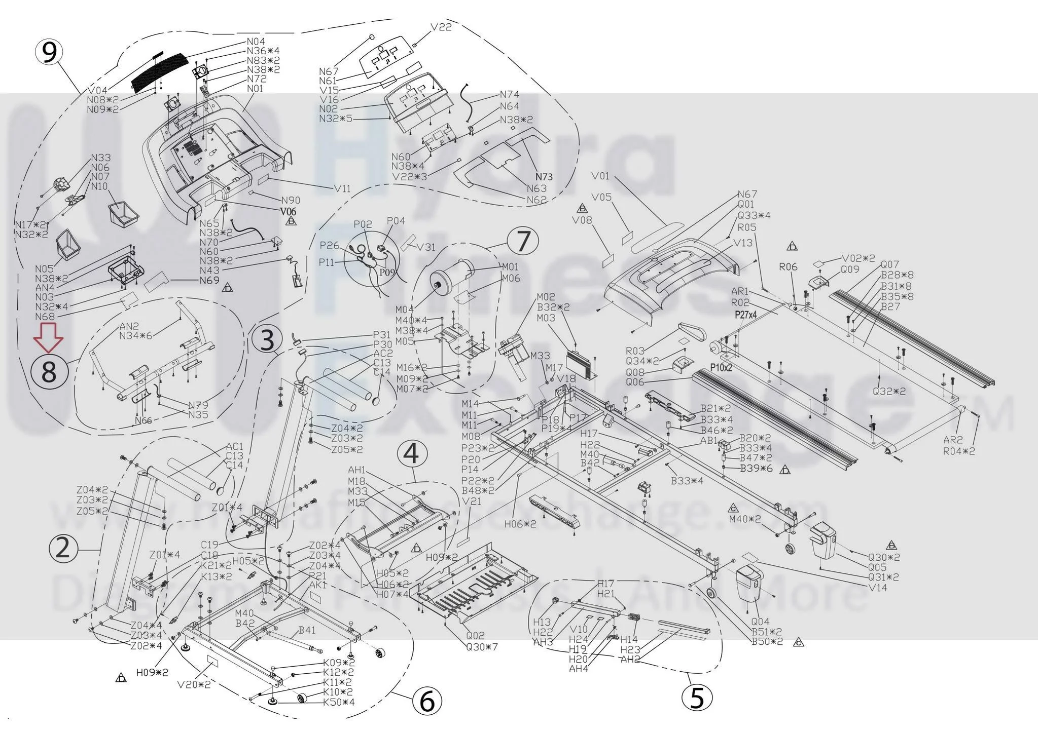 Horizon Fitness CT5.2 T101 GS950TSM Treadmill Console Frame Set 1000205566 - Image 3