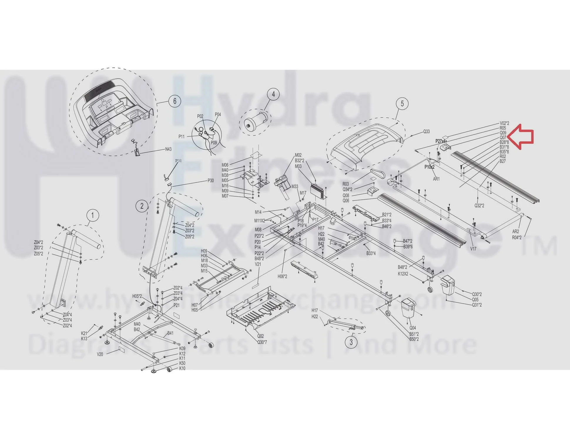 Horizon Fitness CT5.3 Treadmill Right Side Rail 1000213436 - Image 3