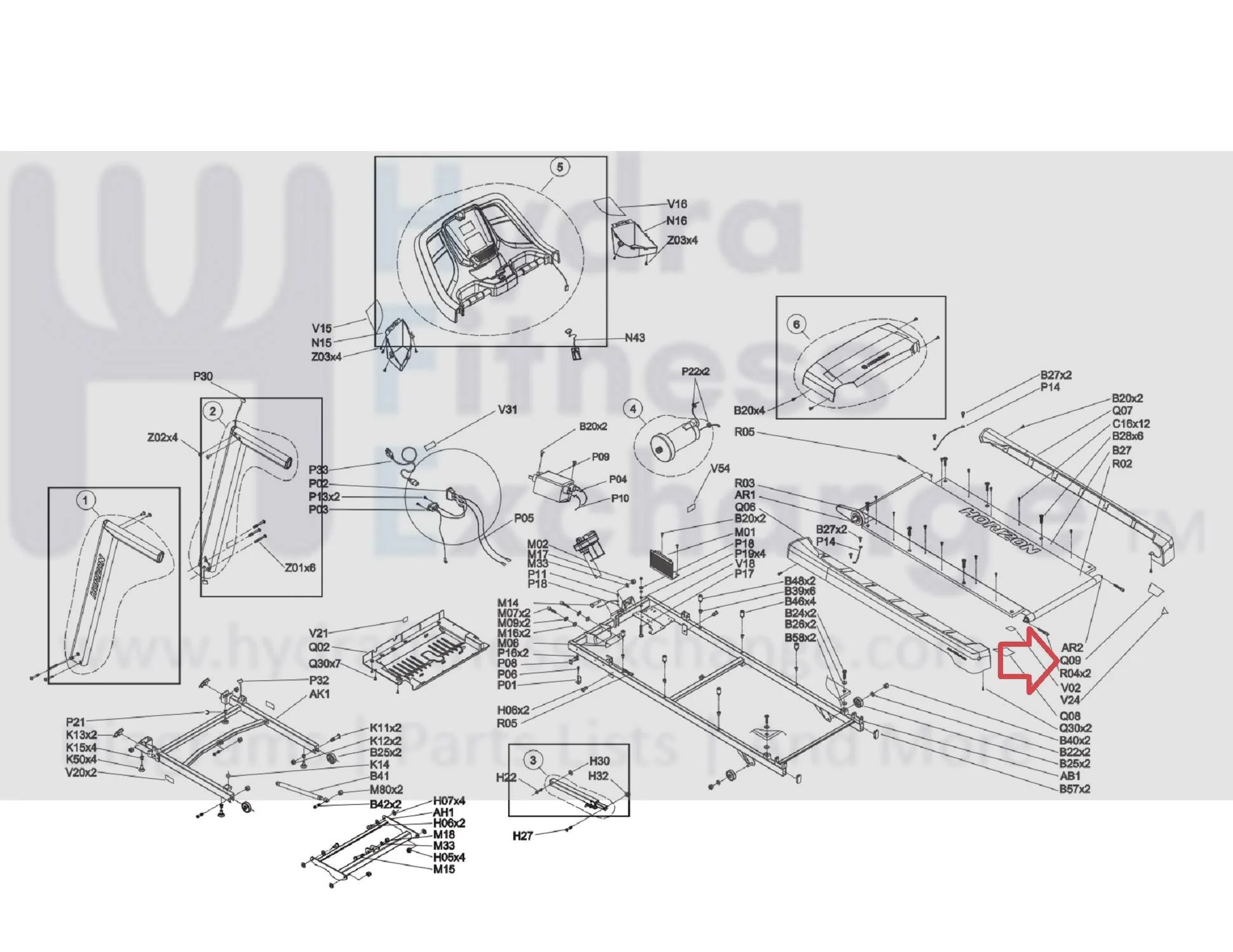Horizon Fitness CT5.4 T101-04 Treadmill Right Side Rail Label Direction 1000305841 - Image 3