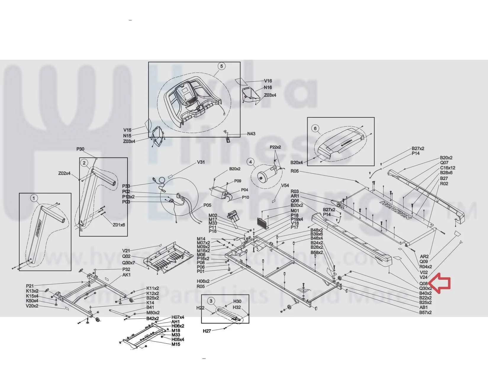 Horizon Fitness CT5.4 T101-04 Treadmill Right Side Rail Specification Label 1000305836 - Image 3