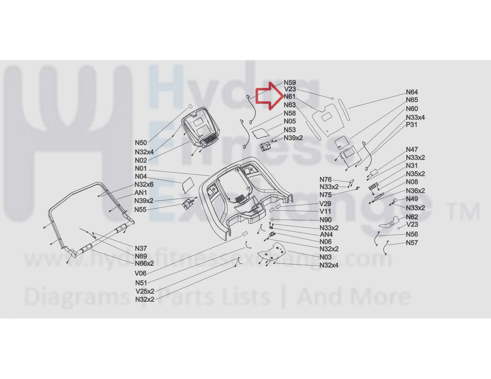 Horizon Fitness CT5.4 Treadmill Overlay Assembly 1000303919 - Image 3