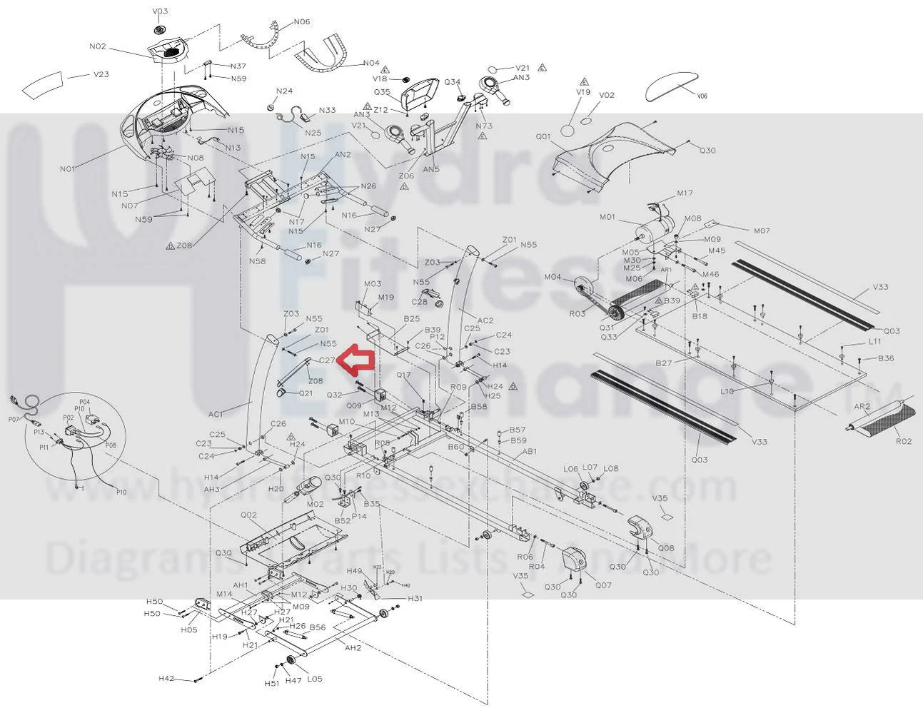 Horizon Fitness CT61 T10K T62 T63 T64 T71 T72 Treadmill Left Mast Strengthen Tube 014893-AA - Image 3