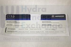 Horizon Fitness CT7.0 Treadmill POP Console Decal 103212 - Image 2