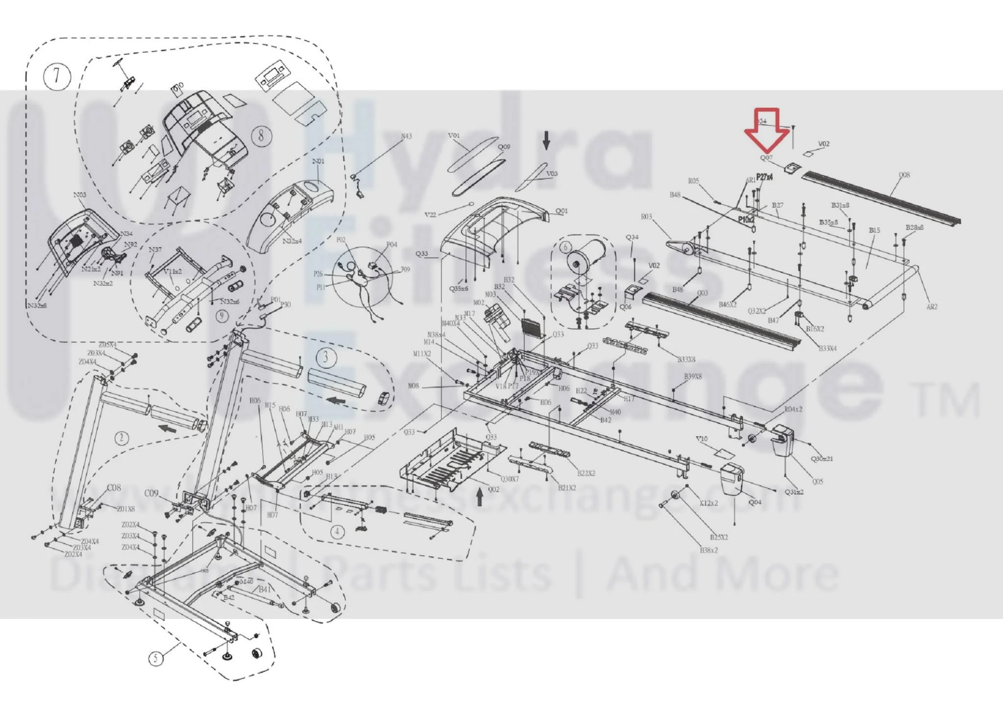 Horizon Fitness CT7.1 T102 Treadmill Front Right Side Rail Cover 1000102190 - Image 3
