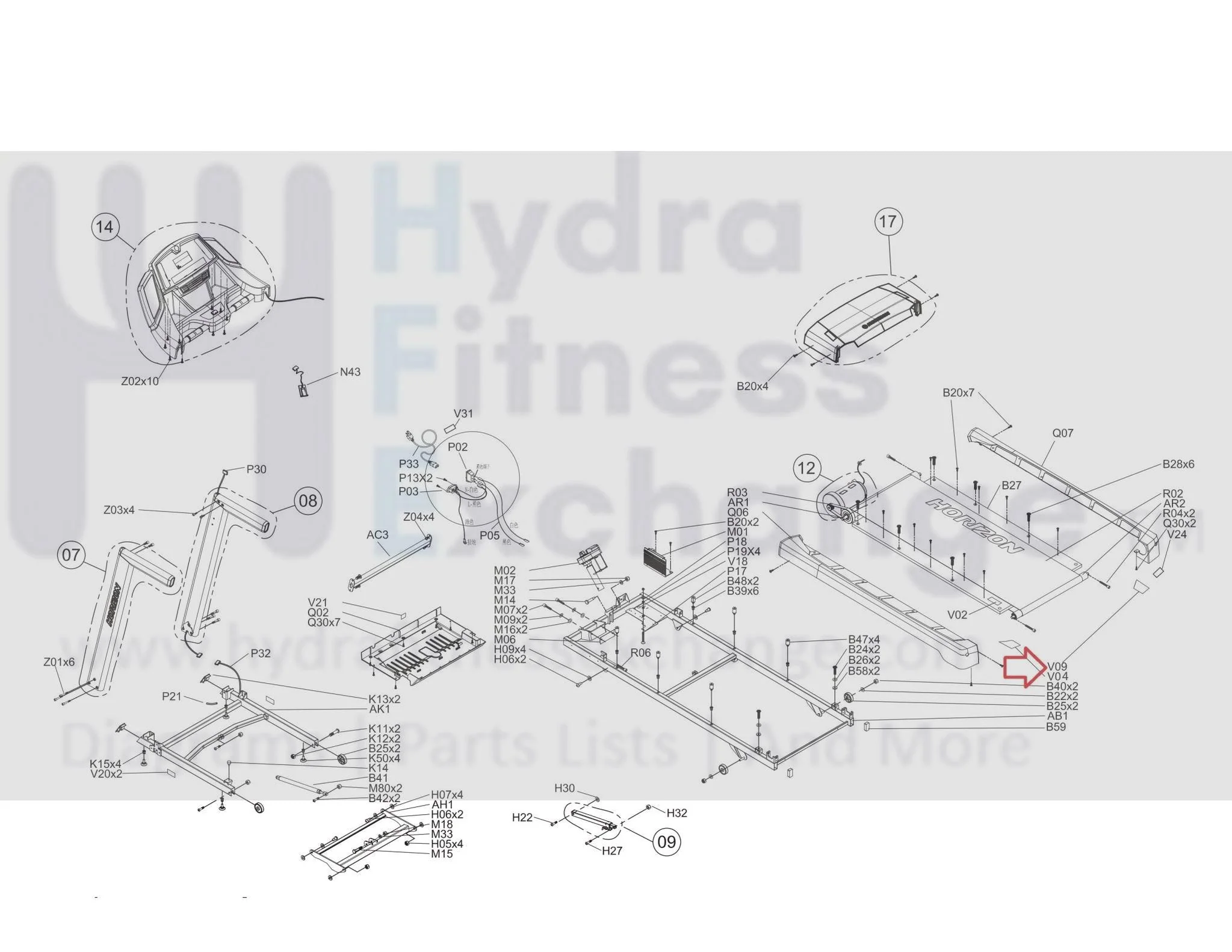 Horizon Fitness CT7.2 T202-03 Treadmill Right Side Rail Decorated Label 1000300607 - Image 3