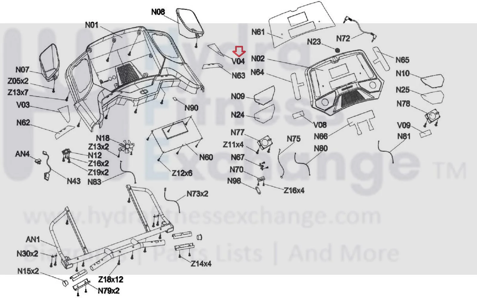 Horizon Fitness CT9.3 - T303 Treadmill Console Right Base Cover Decal 1000229626 - Image 2