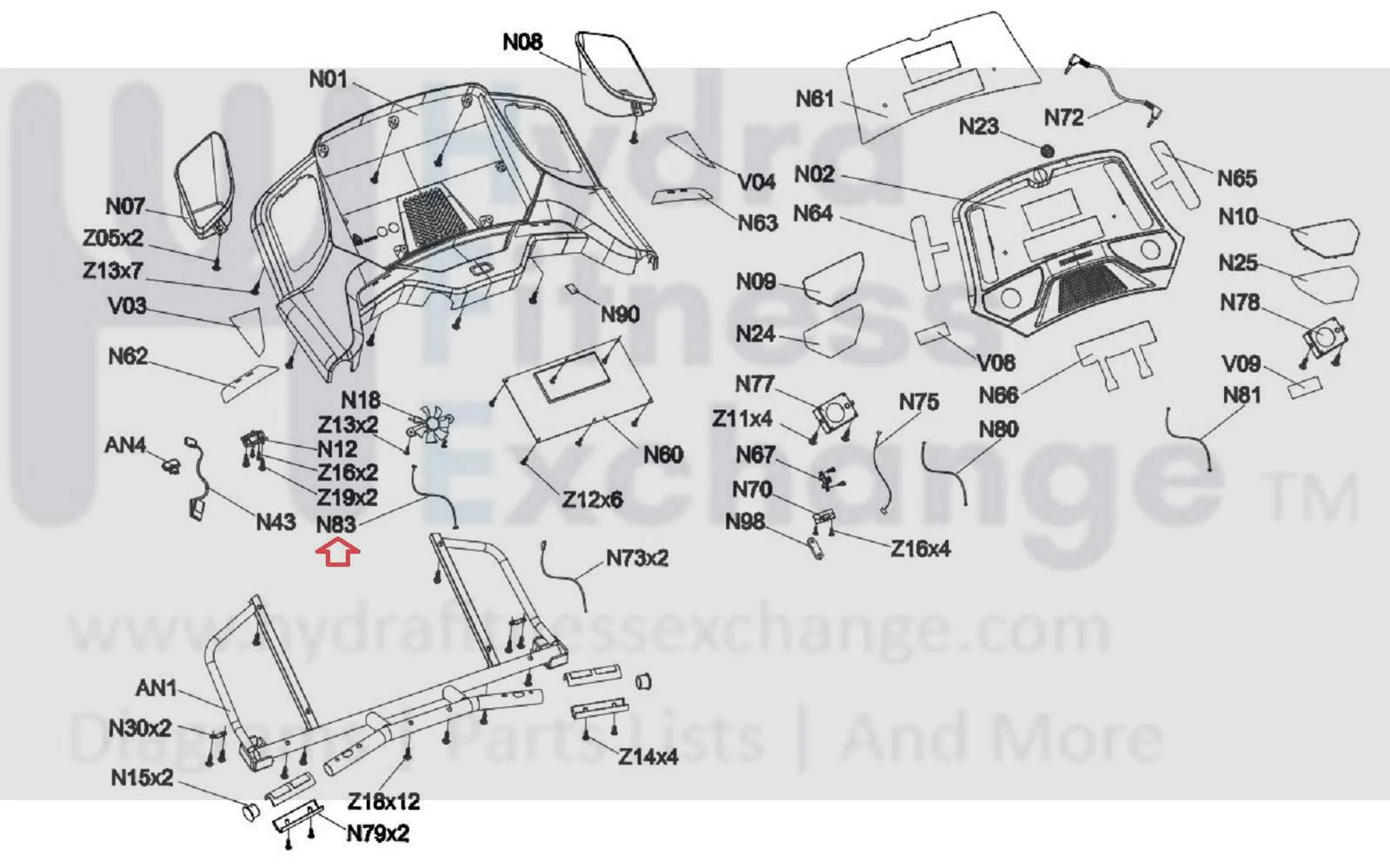 Horizon Fitness CT9.3 - TM444B T303-TM444 Treadmill Console Wire 700L 1000091368 - Image 2