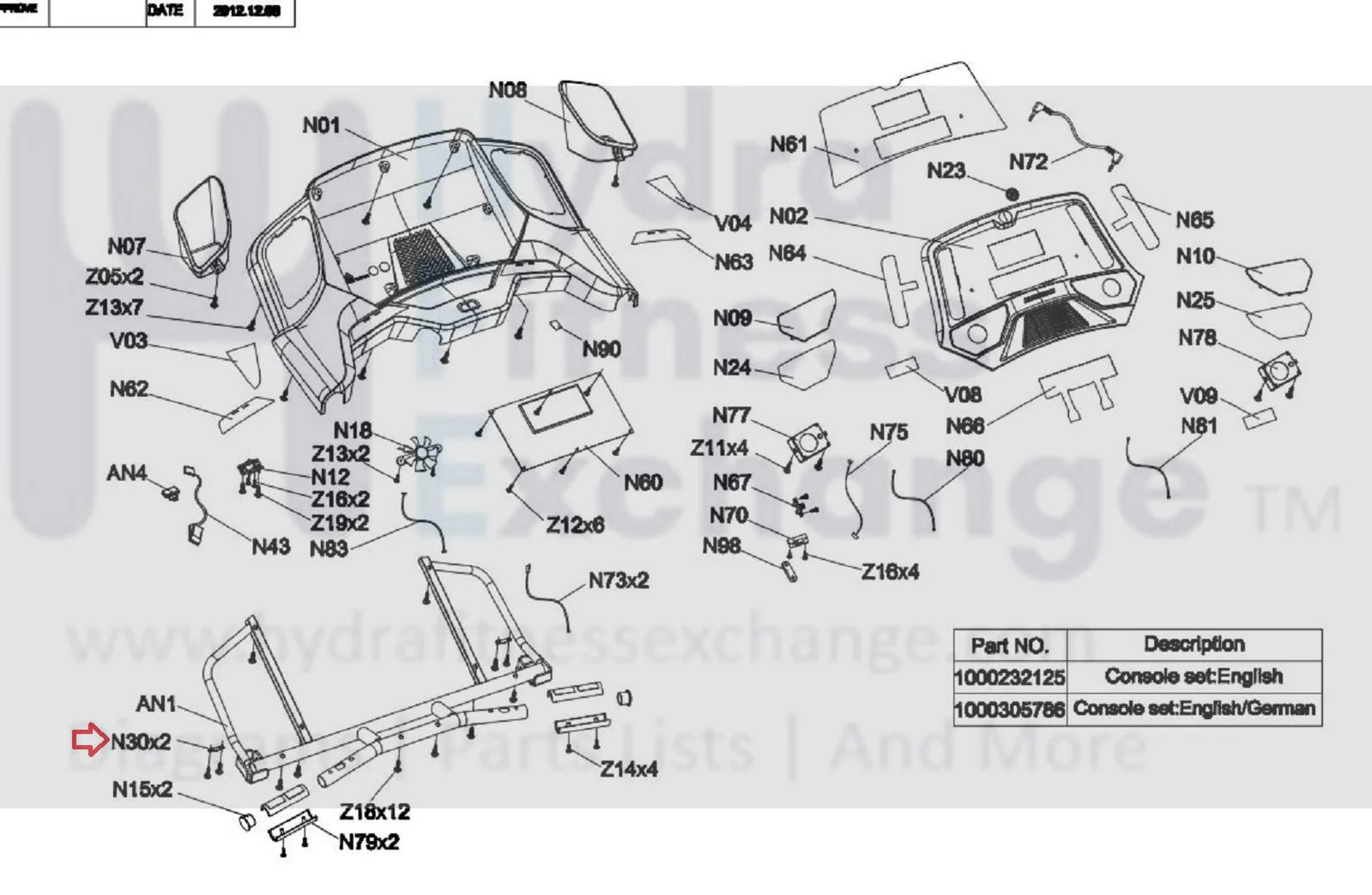 Horizon Fitness CT9.3 - TM444B T303 - TM444 Treadmill Presser 1000225259 - Image 2
