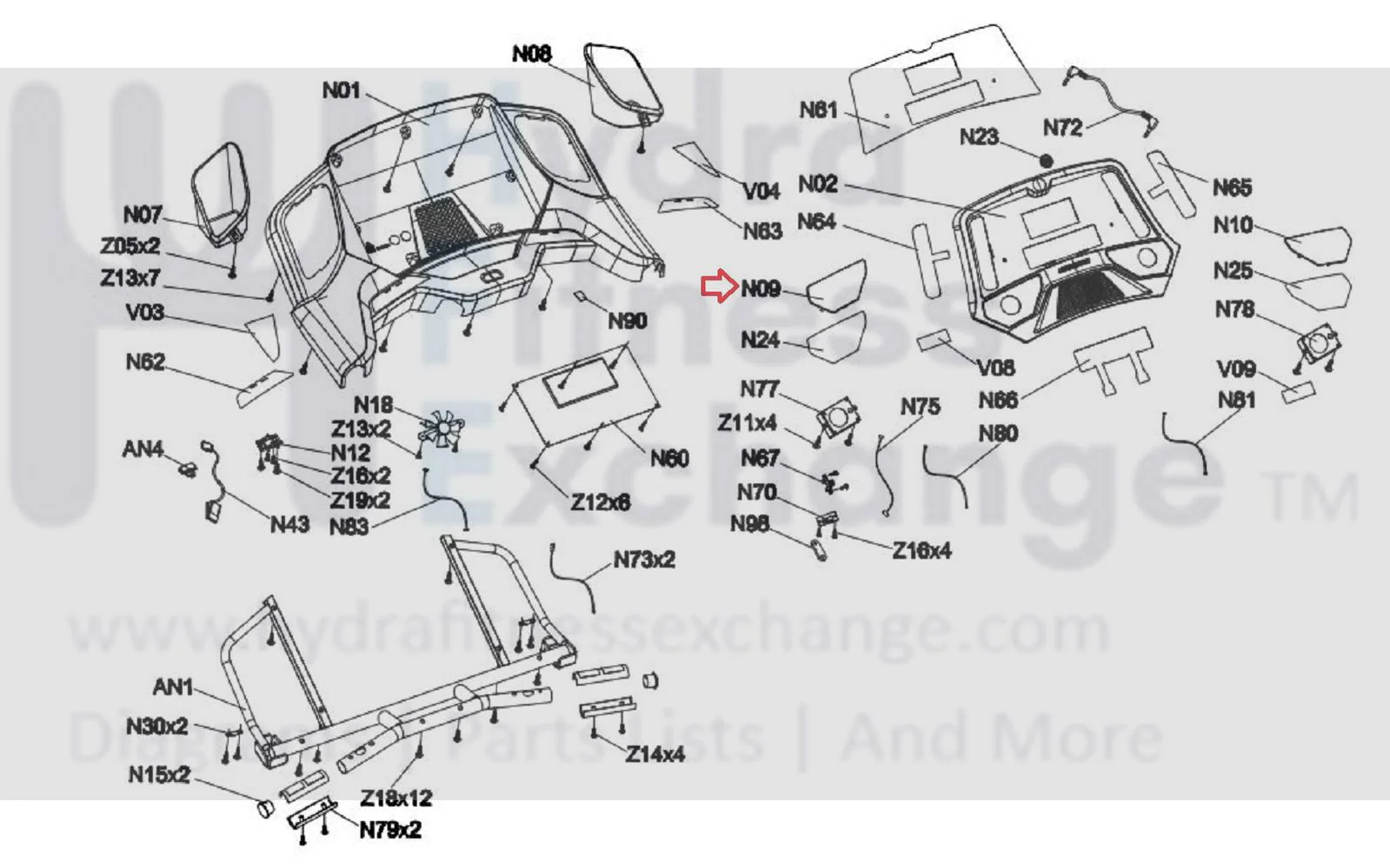 Horizon Fitness CT9.3-TM444B Treadmill Left Metal Mesh Horn Cover 1000225223 - Image 2