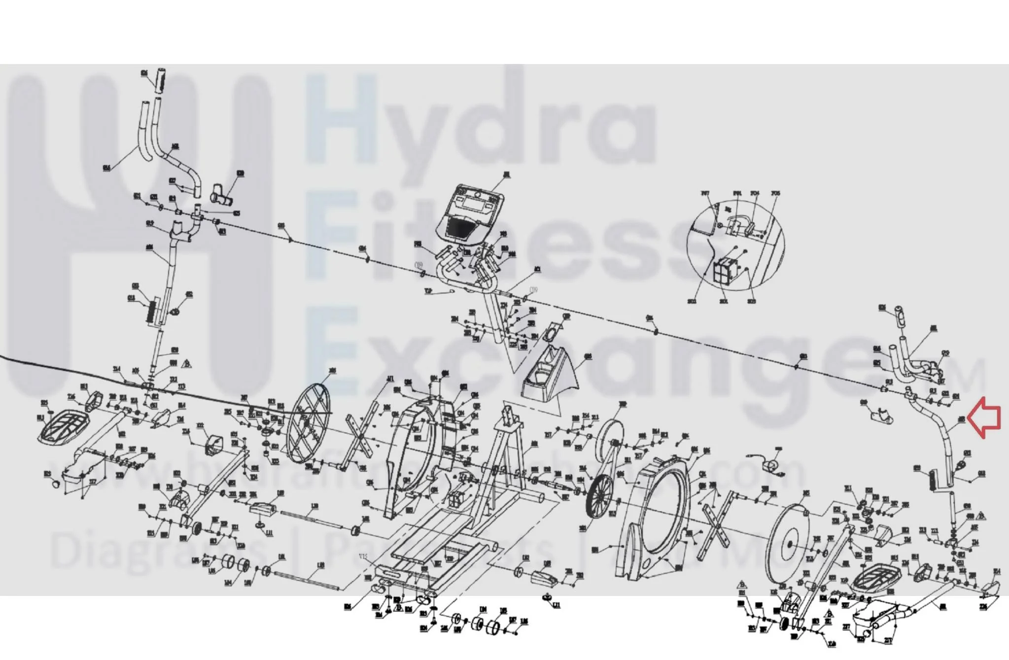 Horizon Fitness CX-66 EX-66 EX-67 Elliptical Right Upper Body Leg Set 081507 - Image 2