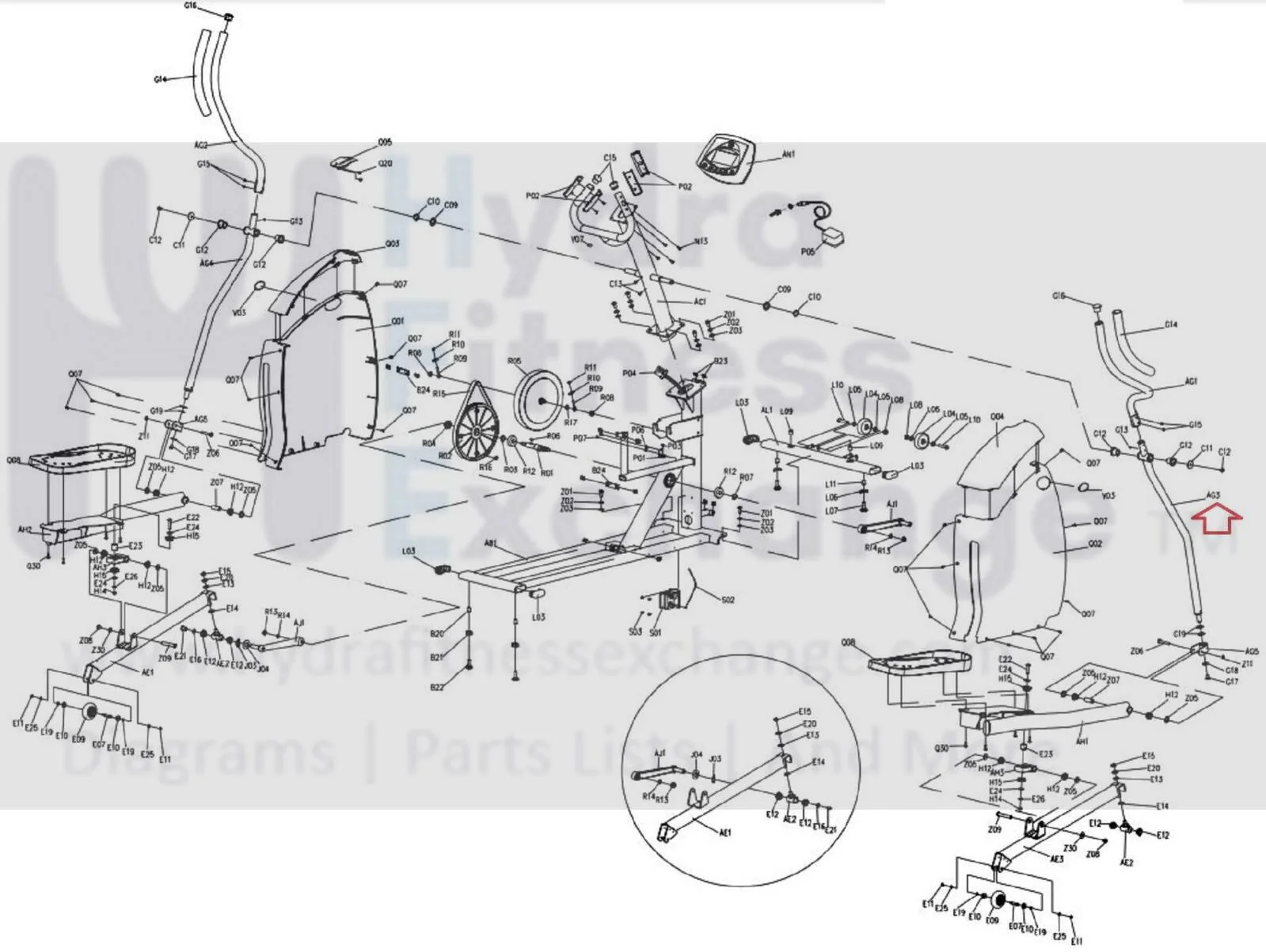 Horizon Fitness Digital EG5 Elliptical Right Lower Handlebar Set 013102-ZBR - Image 3