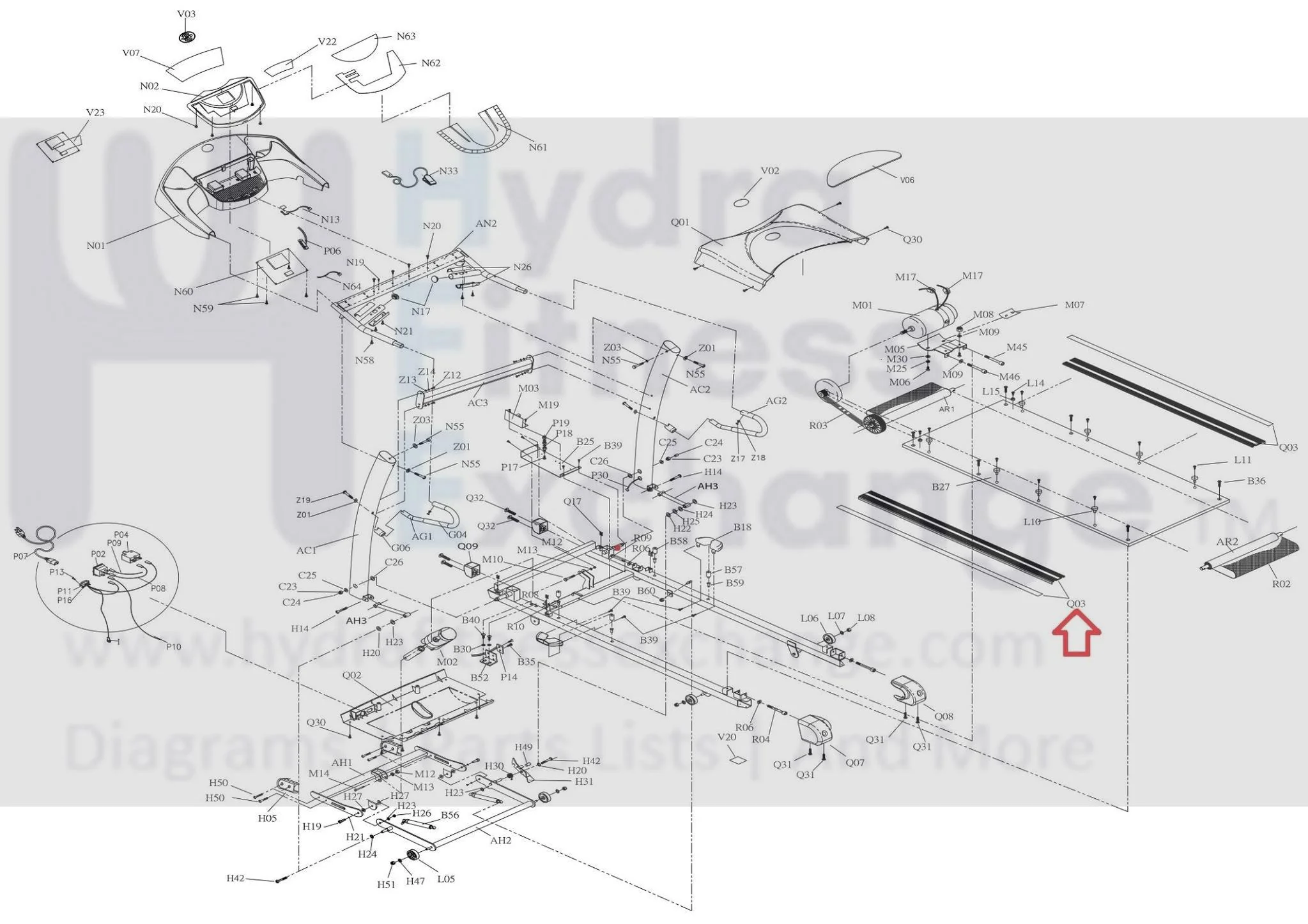 Horizon Fitness DT680 Treadmill Left or Right Side Rail Set 039047-Z - Image 3