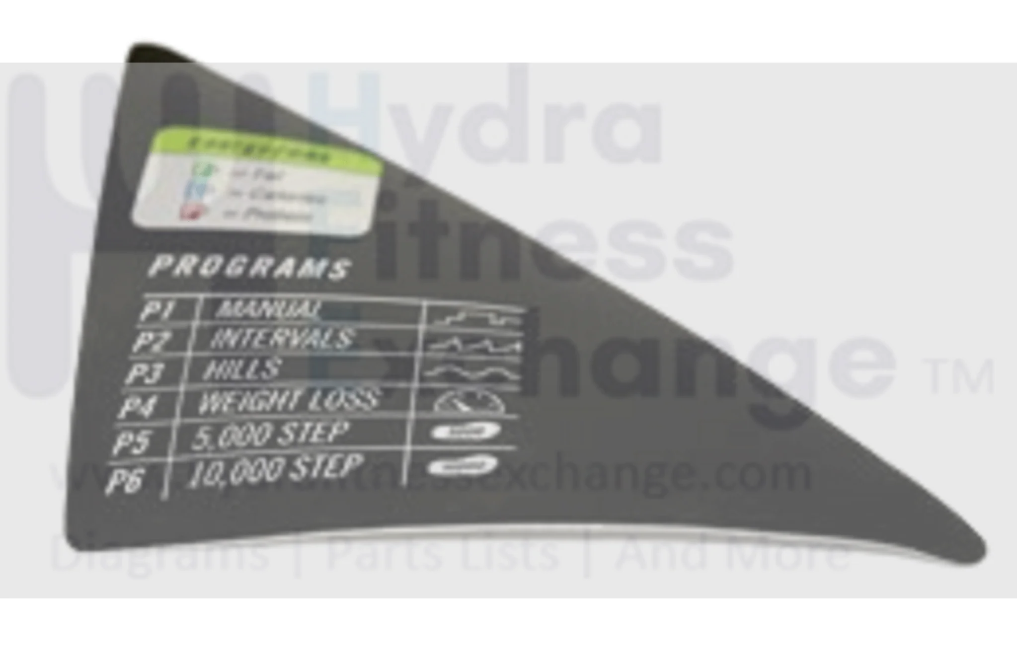 Horizon Fitness DT850 Treadmill Decal Console Program 021540-AX