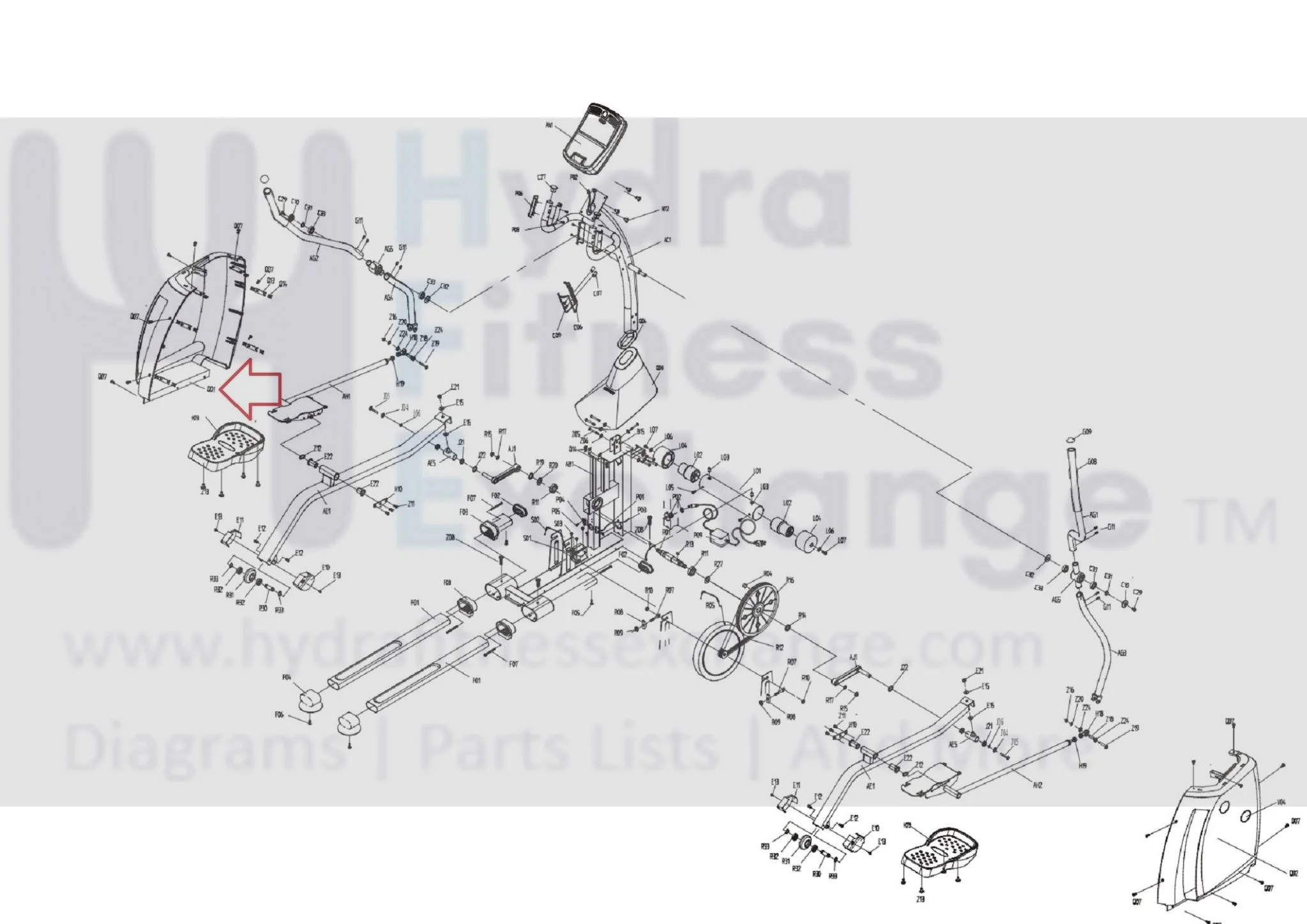 Horizon Fitness E700 - EP194 Elliptical Left Side Cover 073491 - Image 3