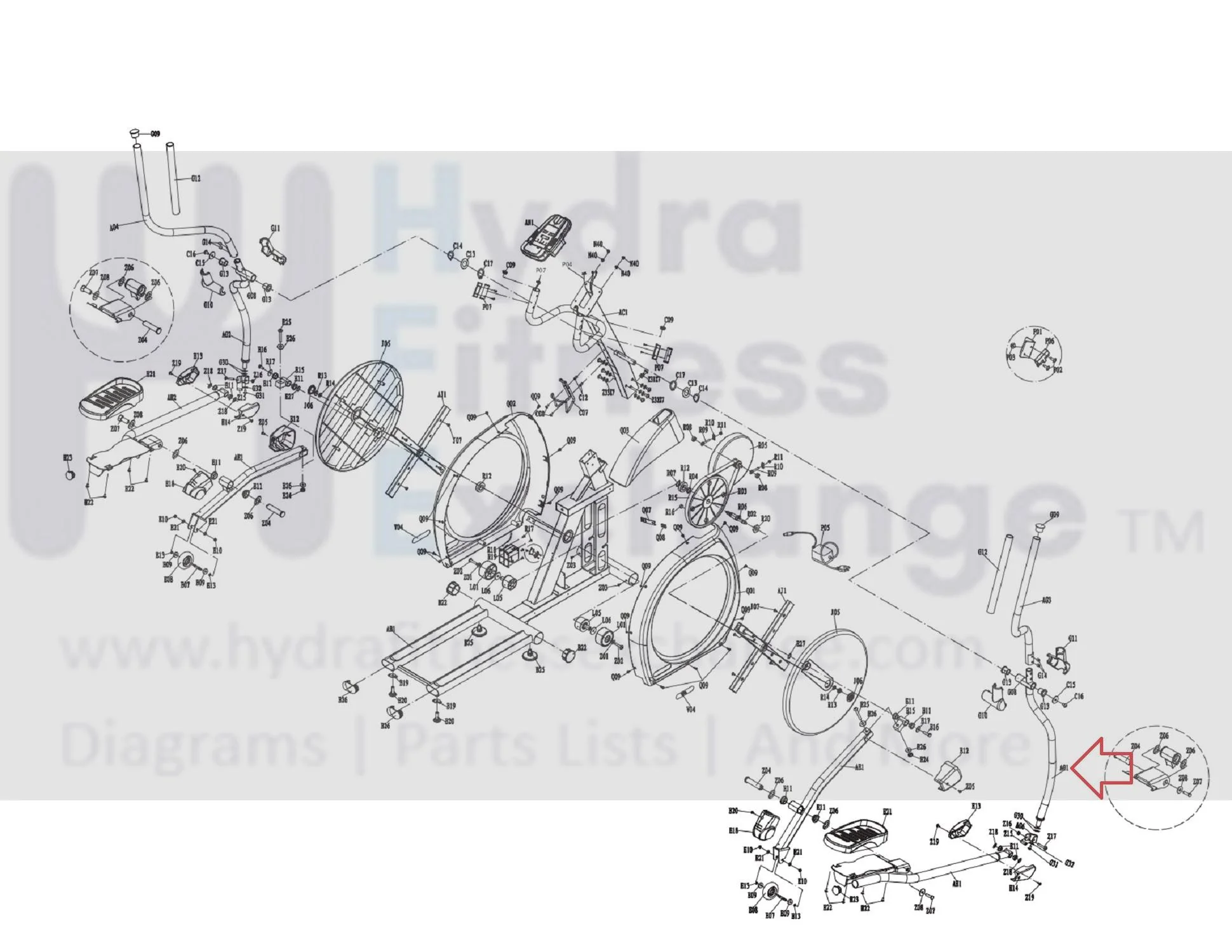 Horizon Fitness E701- EP231 Elliptical Right Upper Body Leg 1000095428 - Image 2