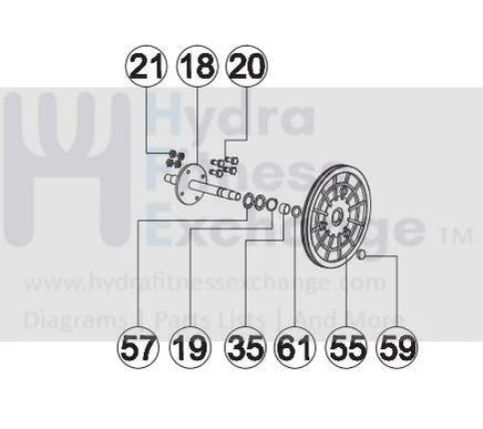 Horizon Fitness Elite R7 - RB018 Stationary Bike Crank Axle Drive Set with Flywheel 1000353781 - Image 2