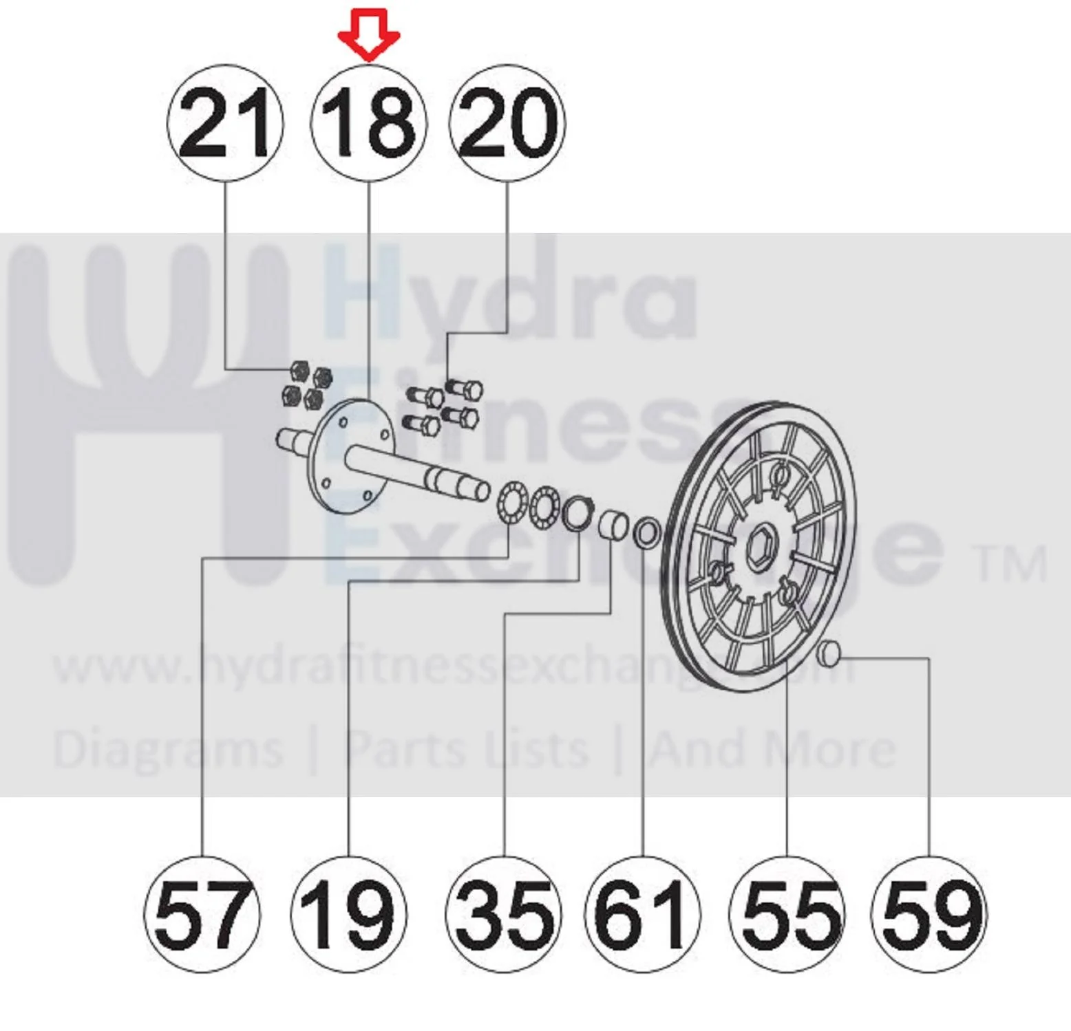 Horizon Fitness Elite R7 - RB018 Stationary Bike Crank Axle Welding Set 1000220909 - Image 2
