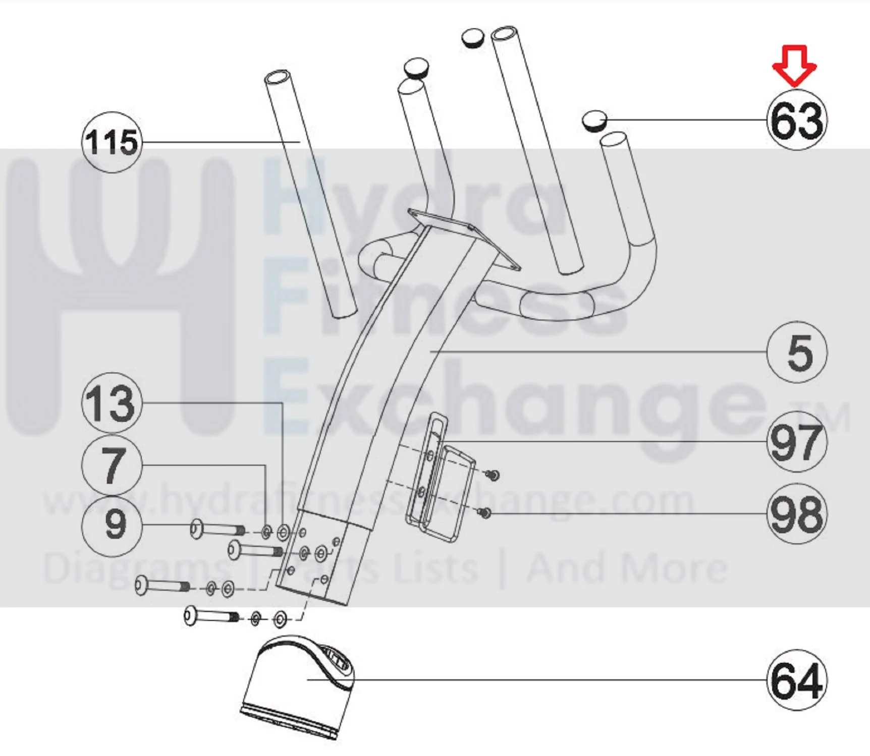 Horizon Fitness Elite R7 - RB018 Stationary Bike Handlebar End Cap 1000350658 - Image 2