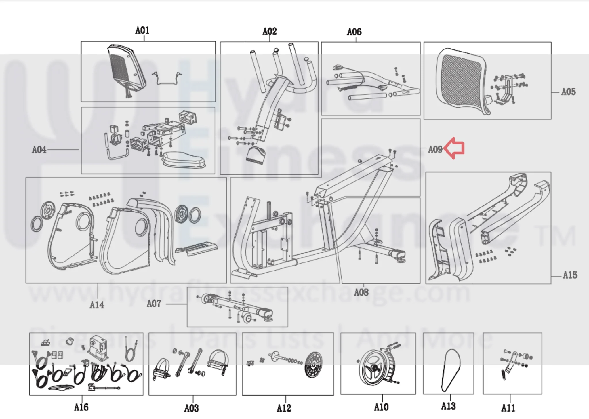 Horizon Fitness Elite R7 - RB018 Stationary Bike Main Frame Set 1000353777 - Image 2