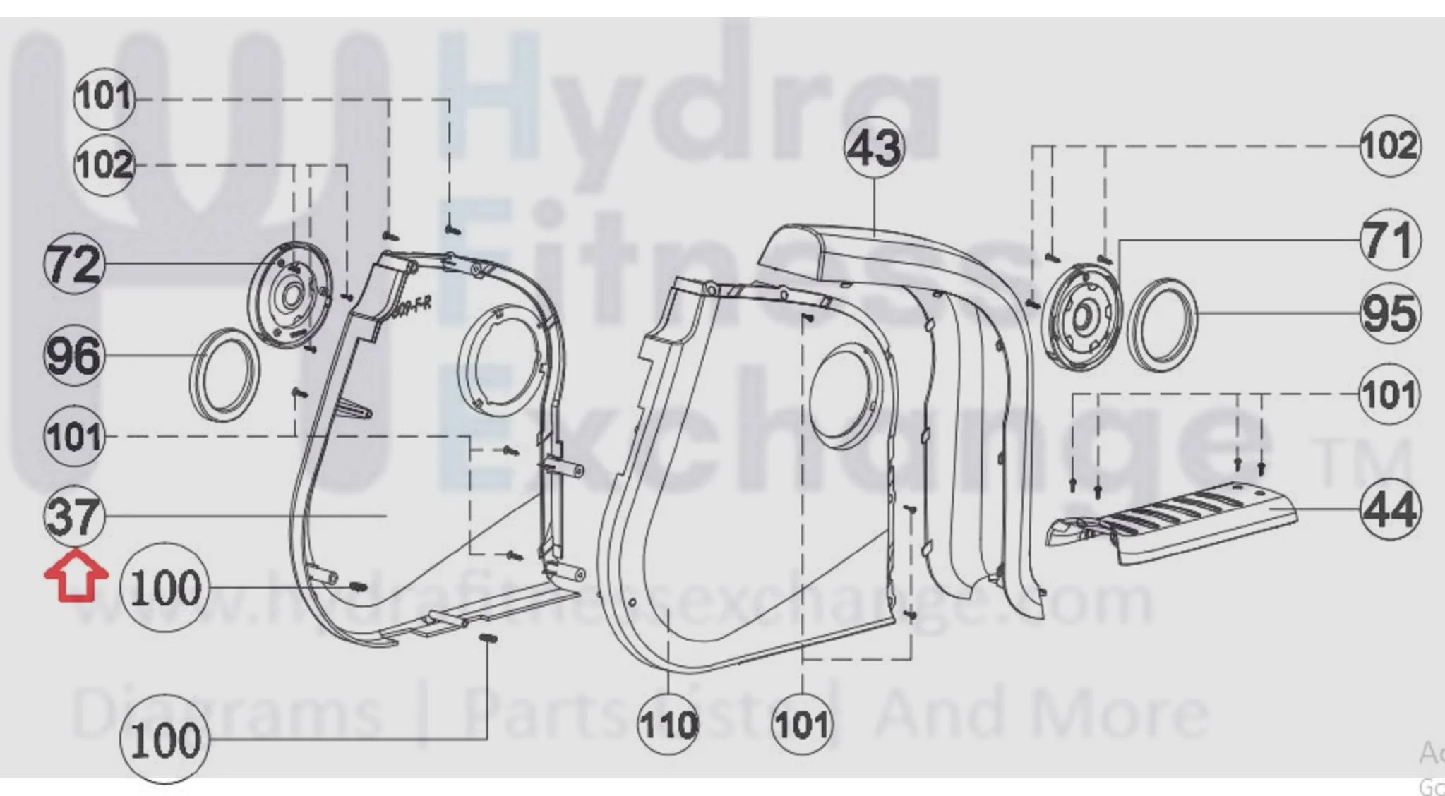 Horizon Fitness Elite R7 - RB018 Stationary Bike Right Chain Cover 1000352934 - Image 2