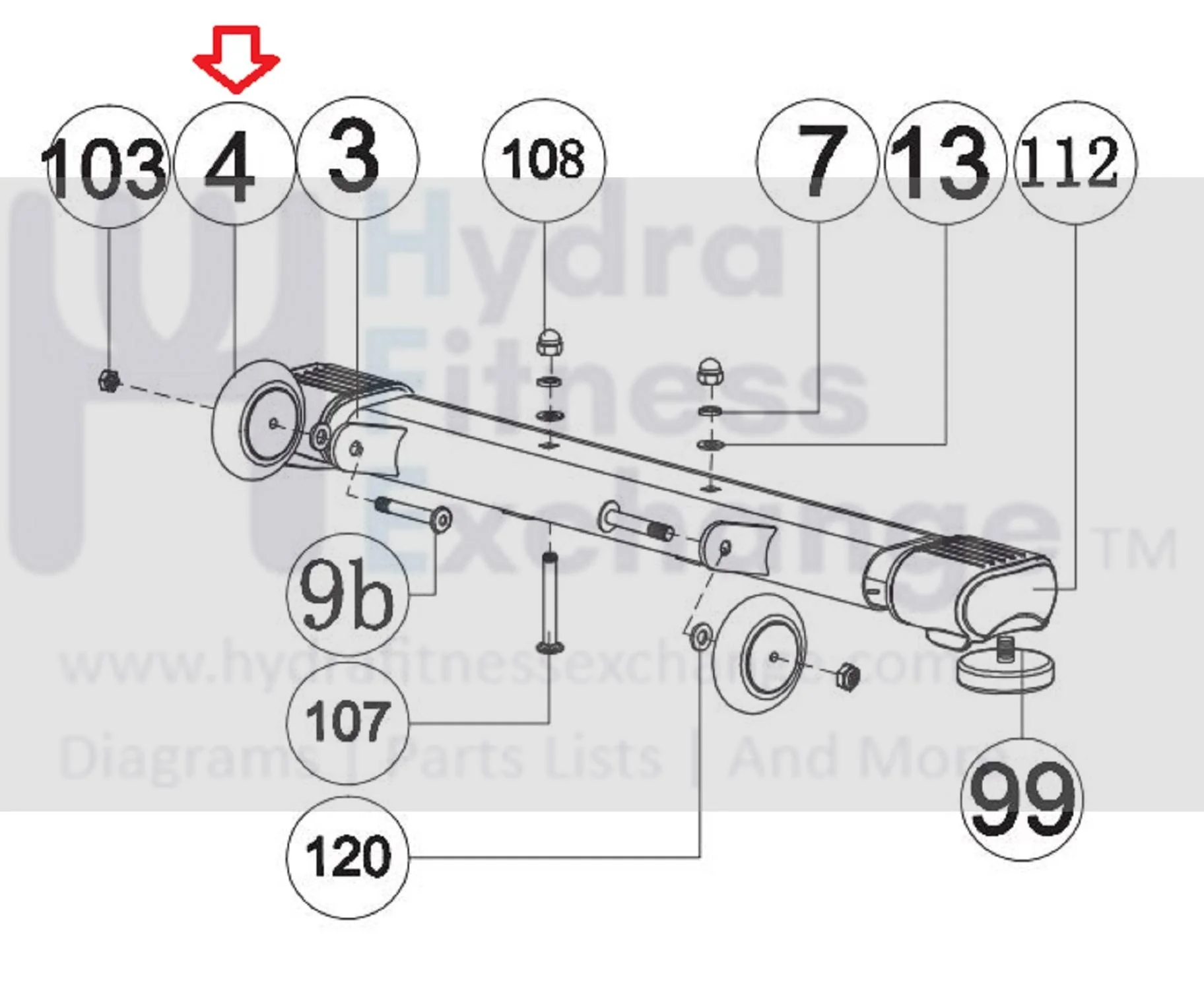 Horizon Fitness Elite R7 U7 RB018 UB Stationary Bike Transport Wheel 1000352867 - Image 2
