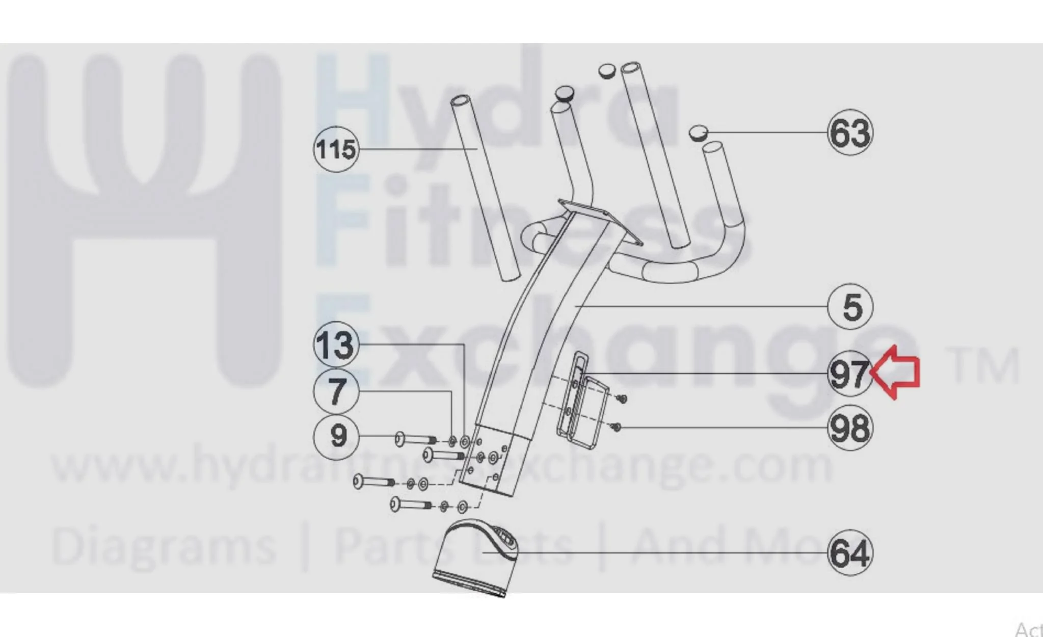 Horizon Fitness Elite R7 U7 RB018 UB Stationary Bike Water Bottle Holder 1000352818 - Image 2