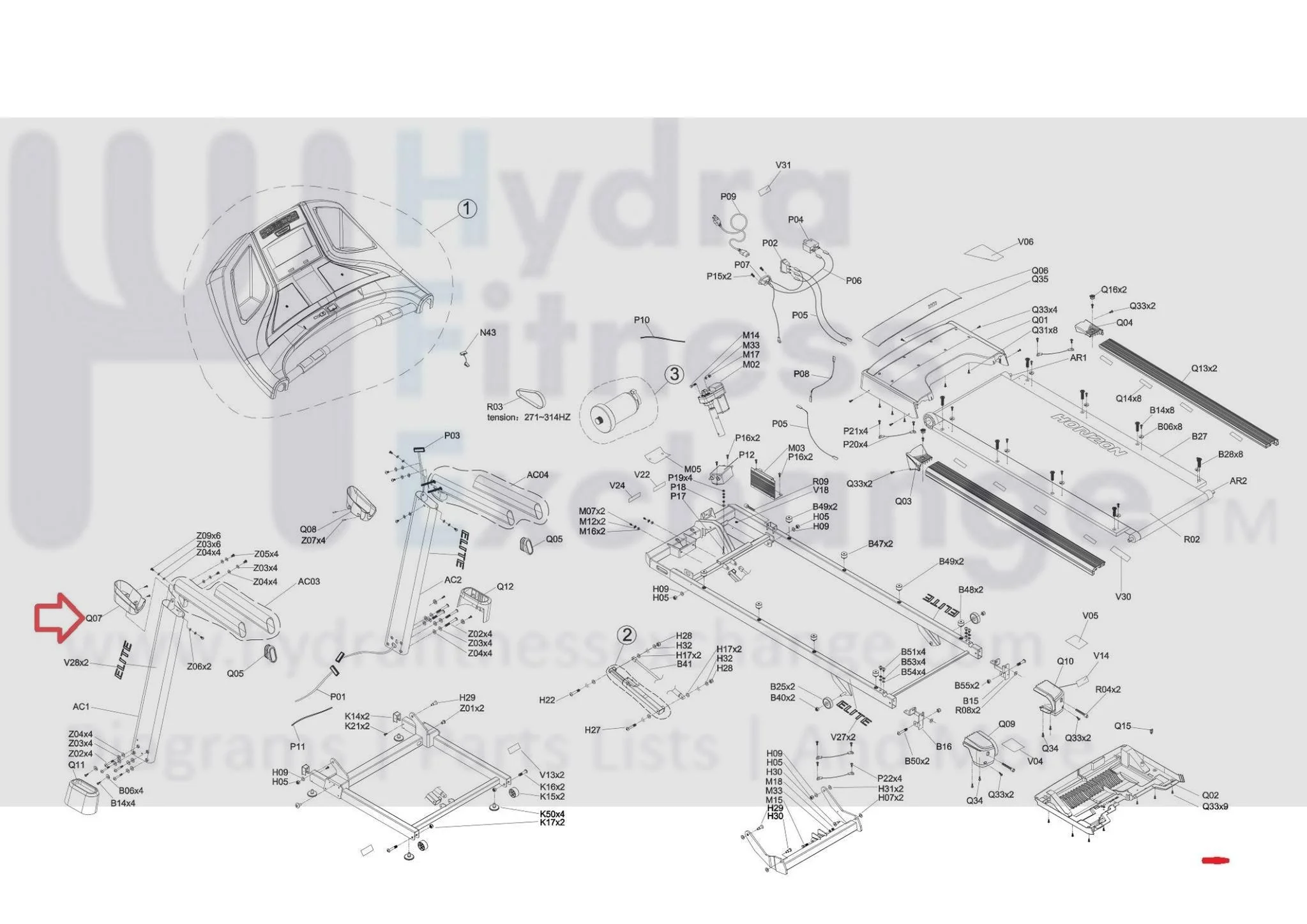 Horizon Fitness Elite T5 T7-02 T9-02 Treadmill Left Rest Arm Cover 1000300947 - Image 3