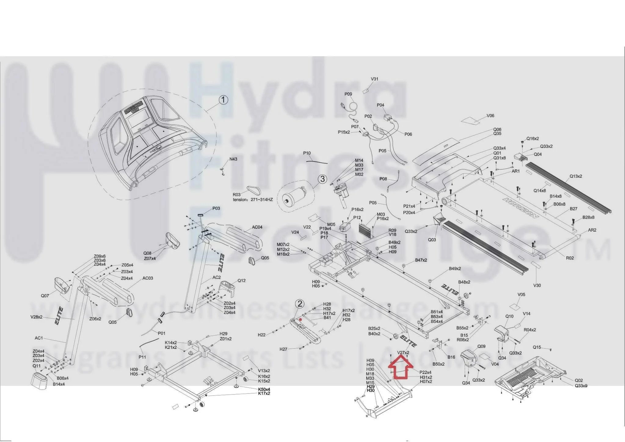 Horizon Fitness Elite T5 T7 T9-02 Treadmill Rear Frame Logo Label 1000337934 - Image 3