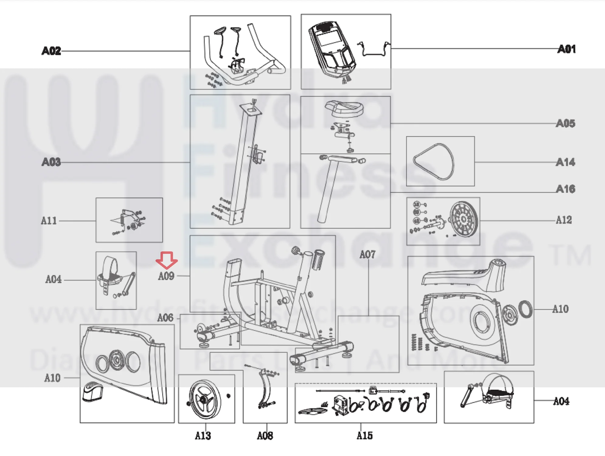 Horizon Fitness Elite U7 - UB Stationary Bike Frame Assembly 1000353795 - Image 2