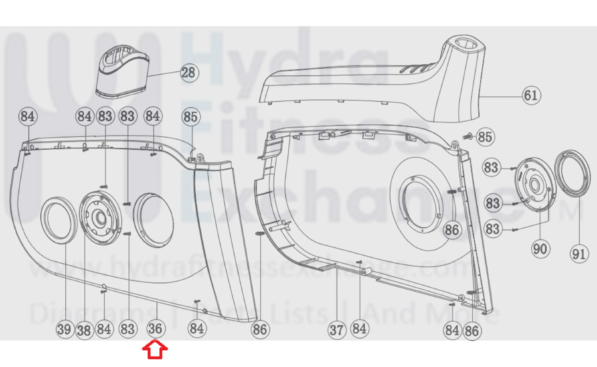 Horizon Fitness Elite U7 - UB Stationary Bike Left Side Chain Cover 1000353005 - Image 2