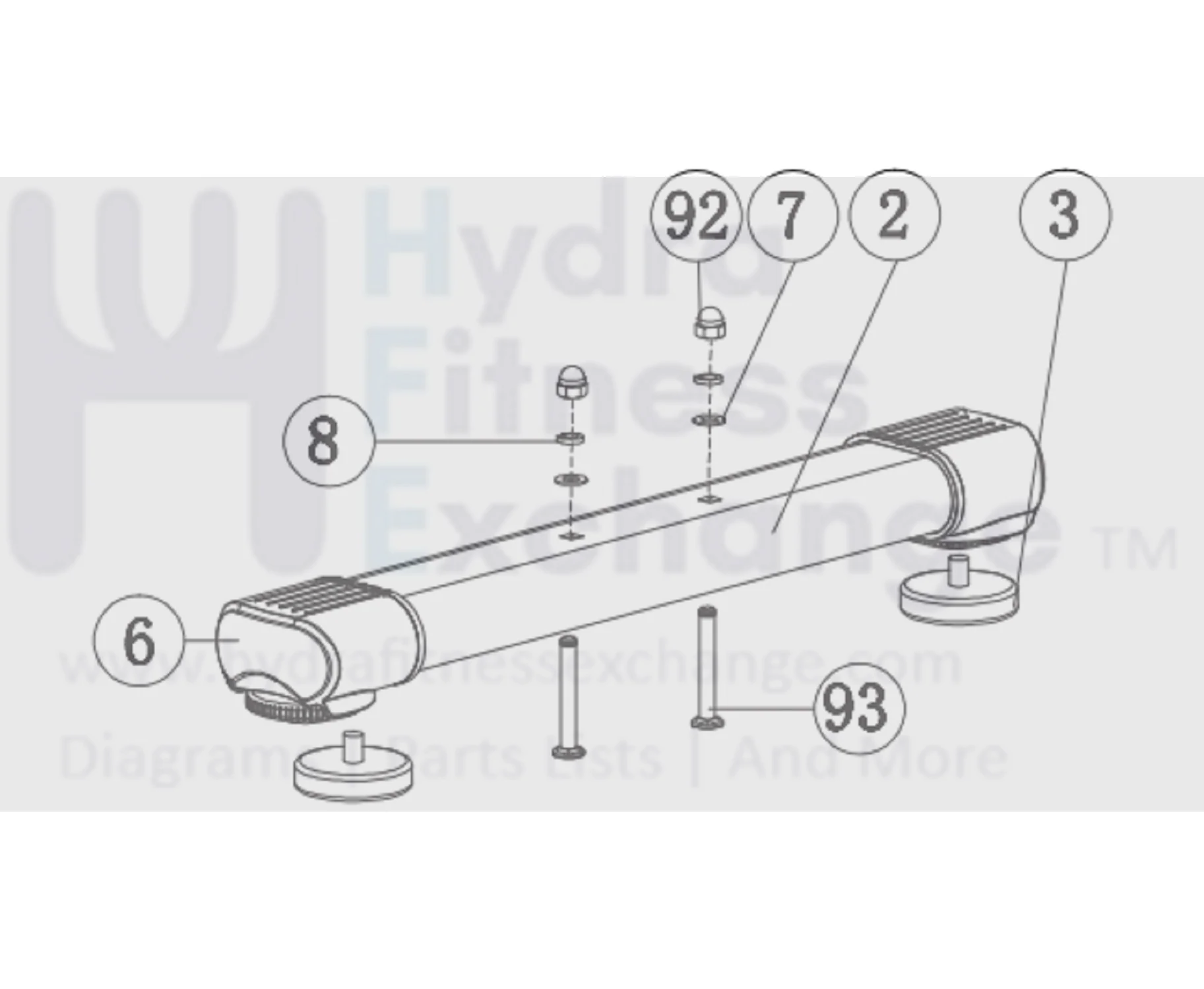 Horizon Fitness Elite U7 - UB Stationary Bike Rear Foot Stabilizer Assembly 1000353793