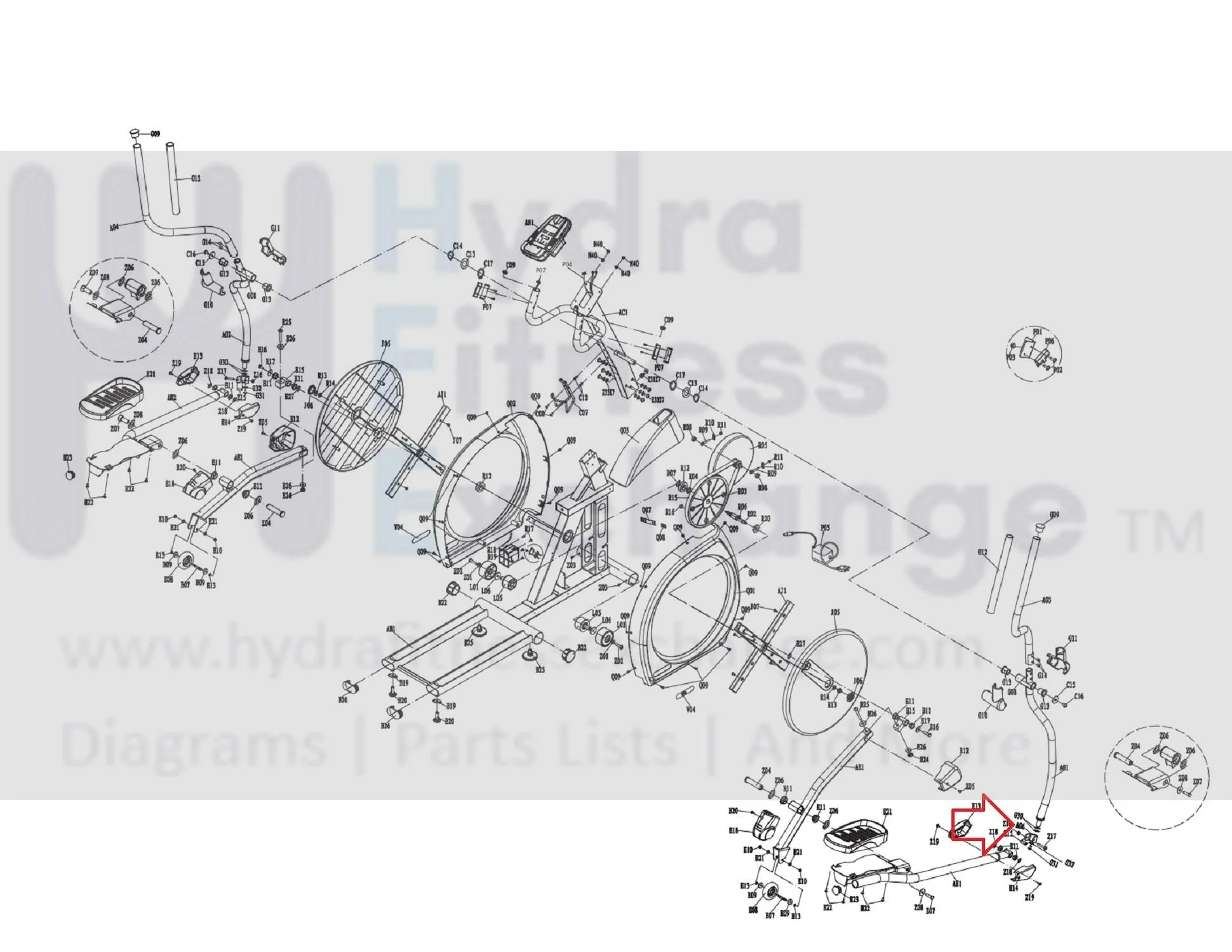 Horizon Fitness E701 - EP231 Elliptical Lower Handlebar Swivel Bracket 1000091856 - Image 3