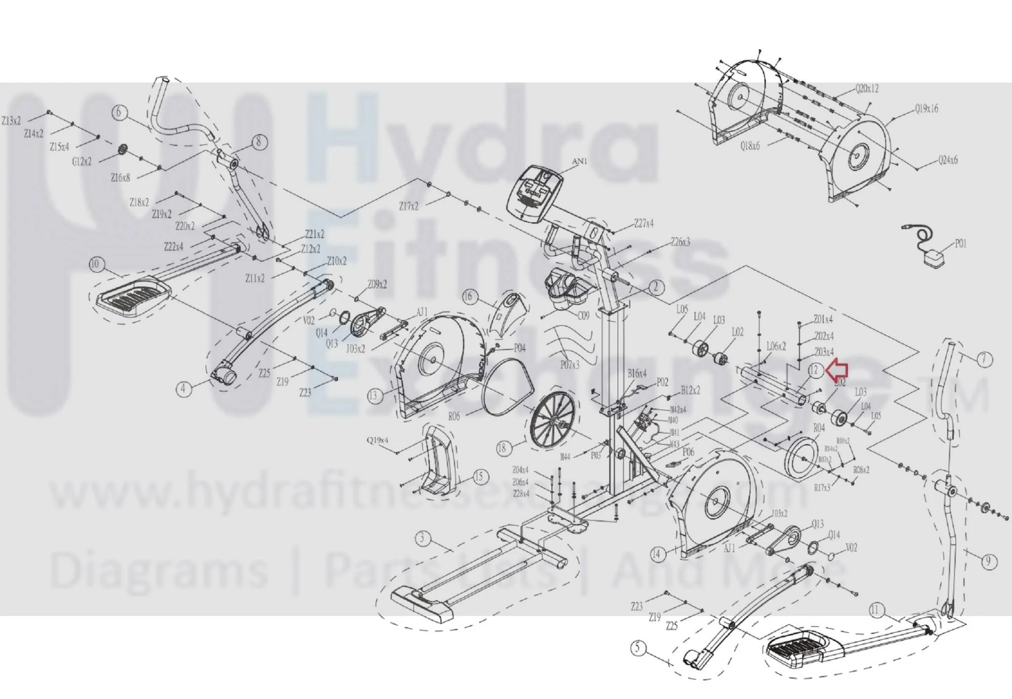 Horizon Fitness EX68 EX78 CE5.1 E1100GS EX58 EX59 Elliptical Front Stabilizer Set 1000103052 - Image 3
