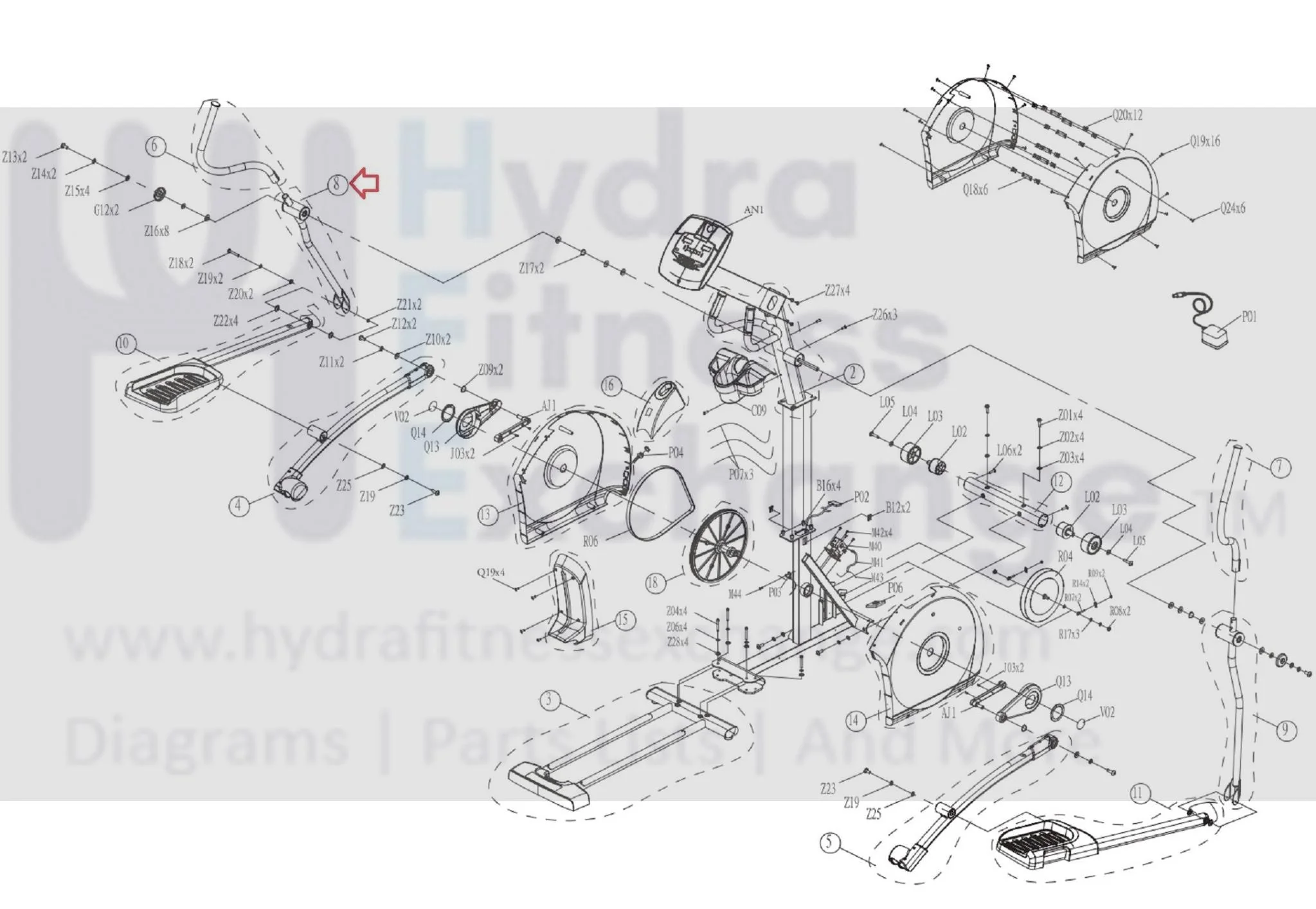 Horizon Fitness CE5.1 E1100GS EX58 EX59 EX68 EX78 Elliptical Left Lower Handlebar Set 1000103045 - Image 3