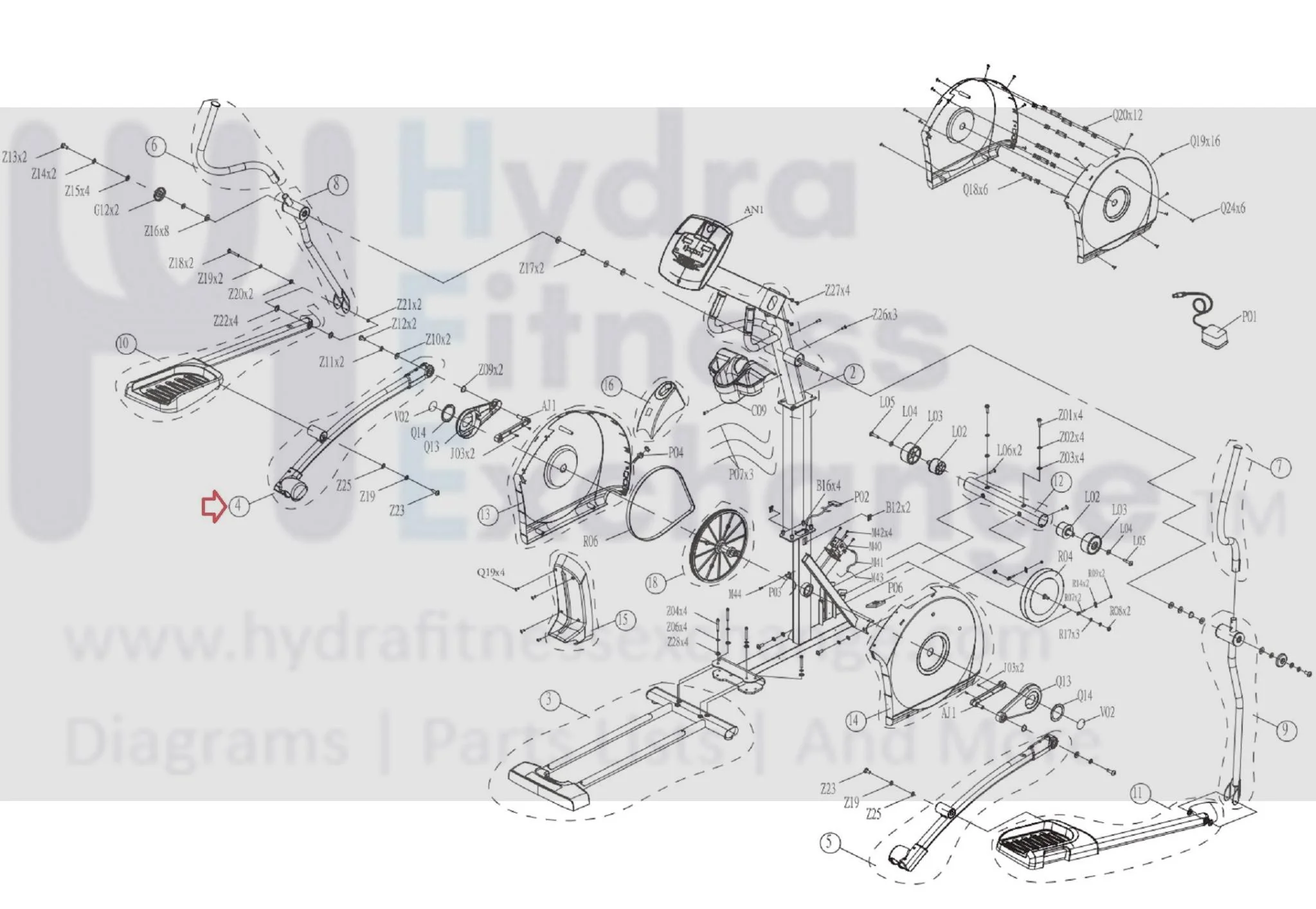Horizon Fitness EX68 EX78 CE5.1 E1100GS EX58 EX59 Elliptical Left Pedal Arm Set 1000103036 - Image 3