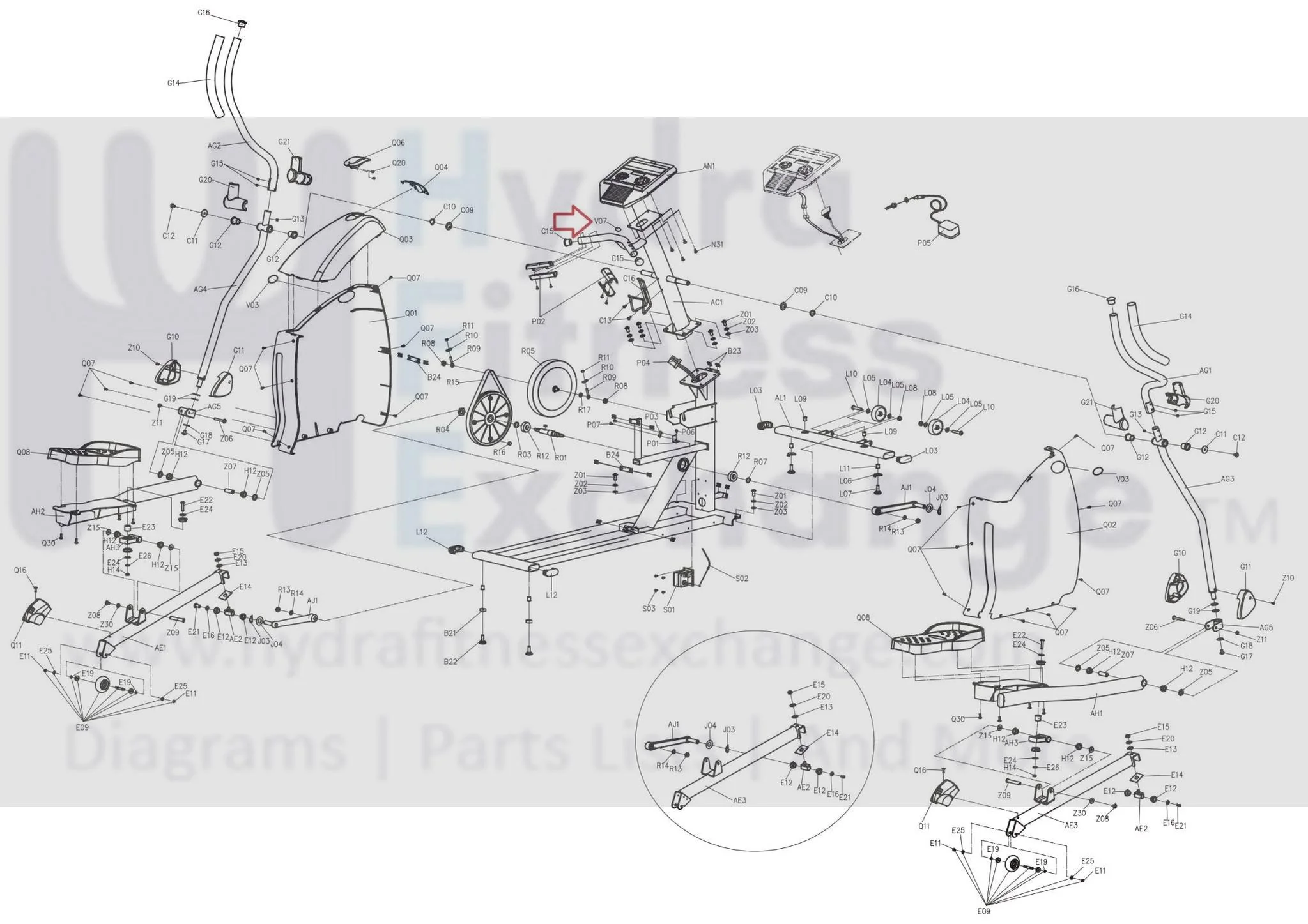 Horizon Fitness EP164 Elliptical Console Mast Decal Cover 059139-AX - Image 3