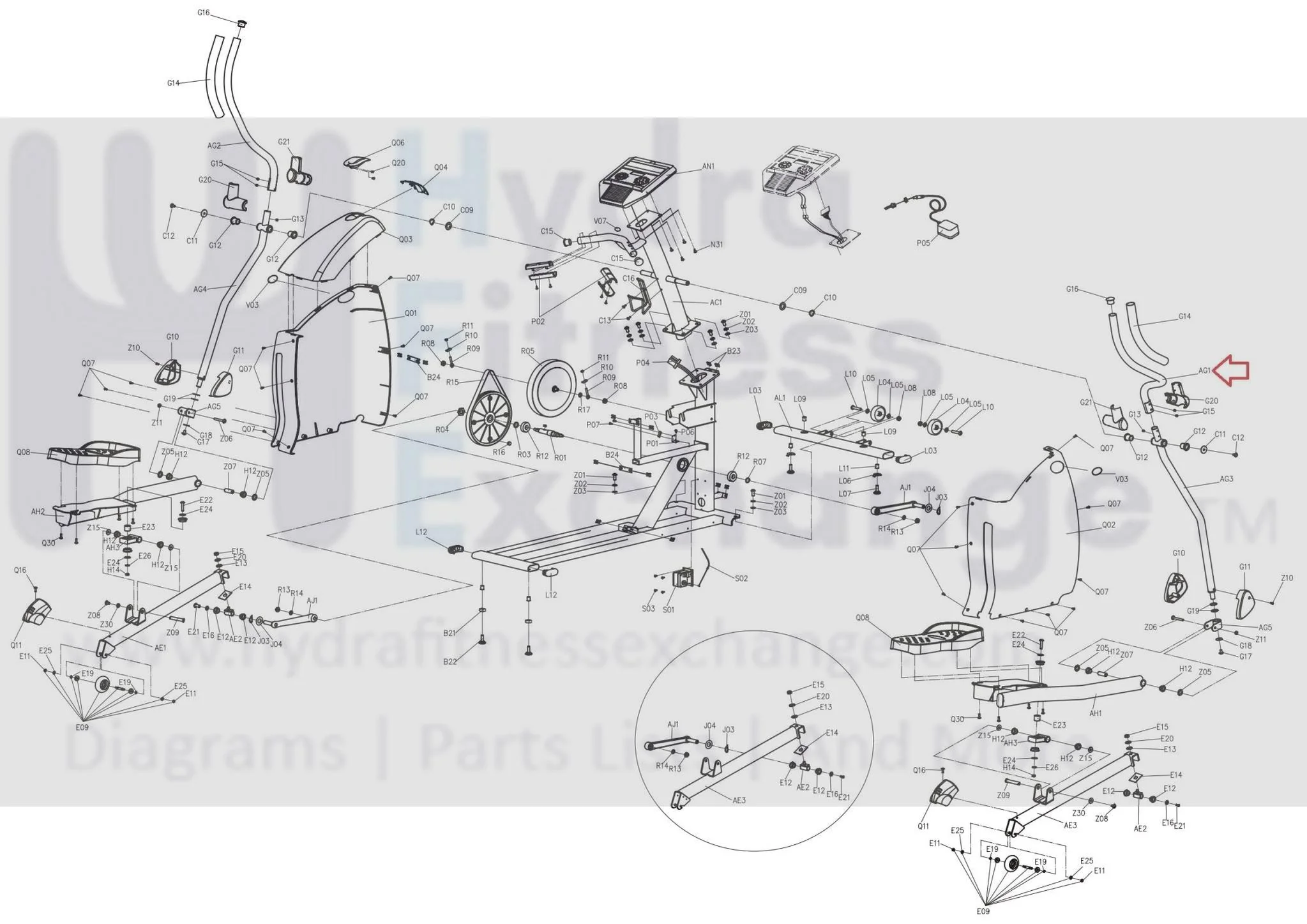 Horizon Fitness EP164 Elliptical Right Upper Handlebar Set 064919-ZR - Image 2