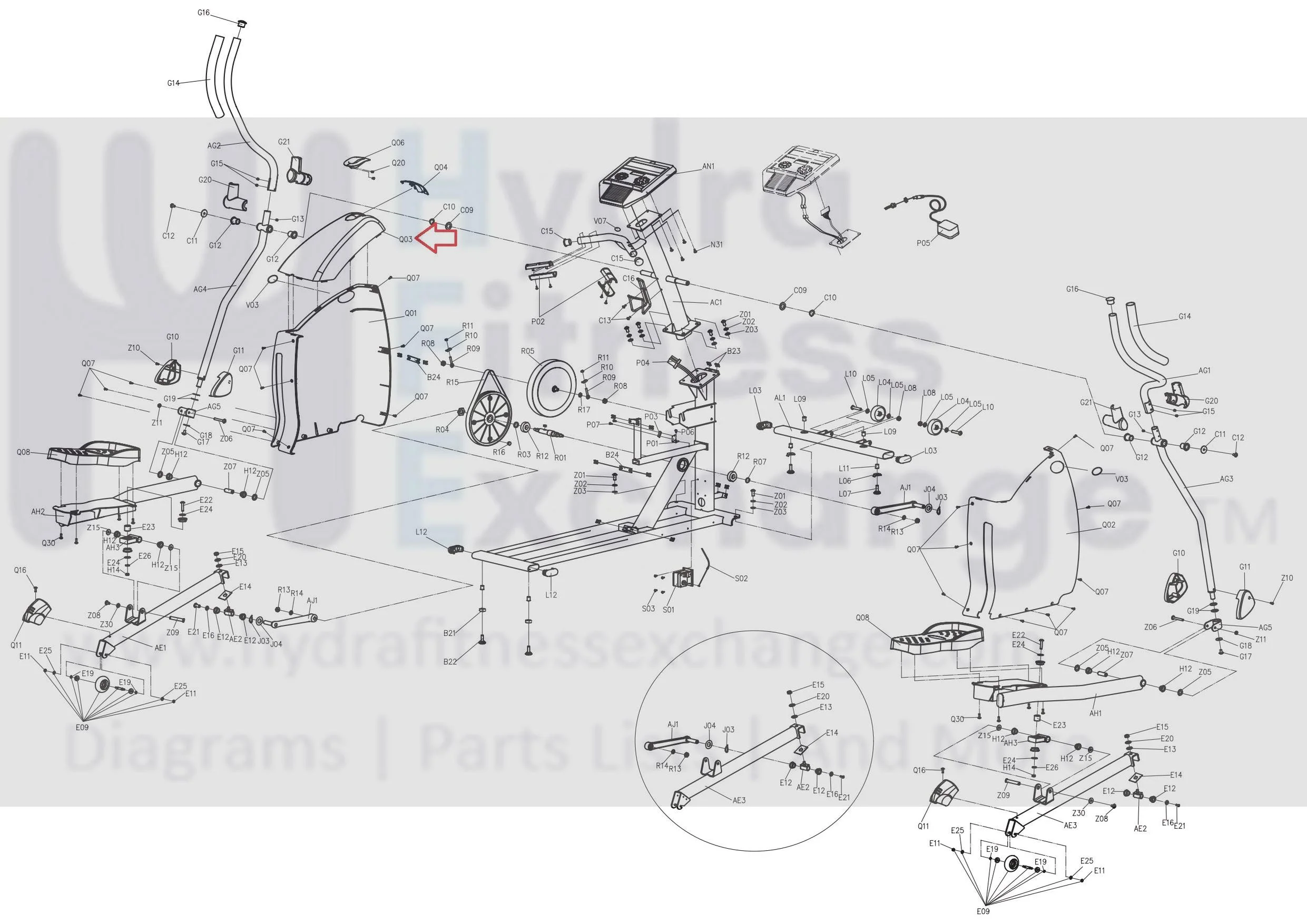 Horizon Fitness EP164 Elliptical Top Cap 039084-BC - Image 3