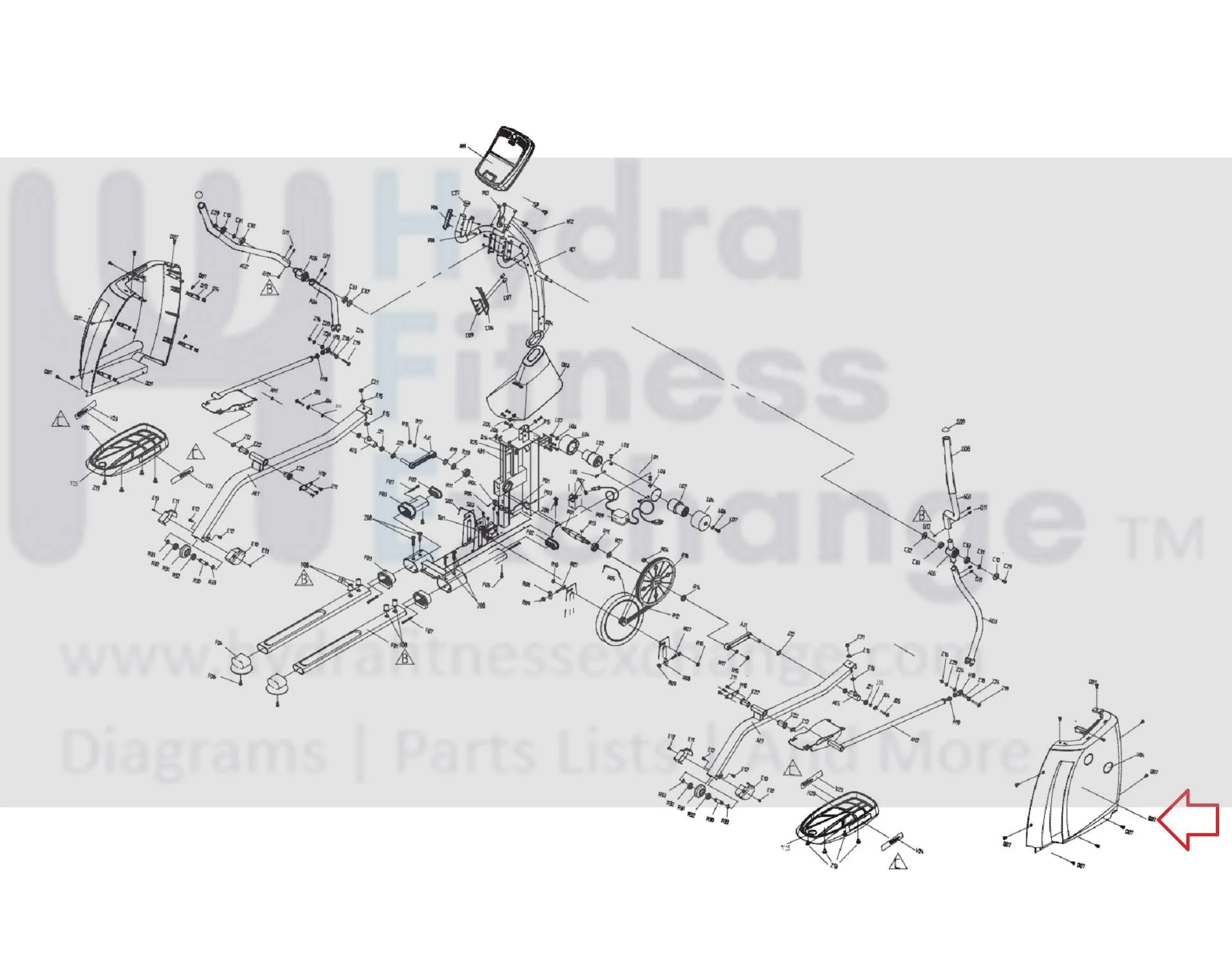 Horizon Fitness EP202 EP202D EP202B EP202E EP202C Elliptical Right Side Cover 090632 - Image 2