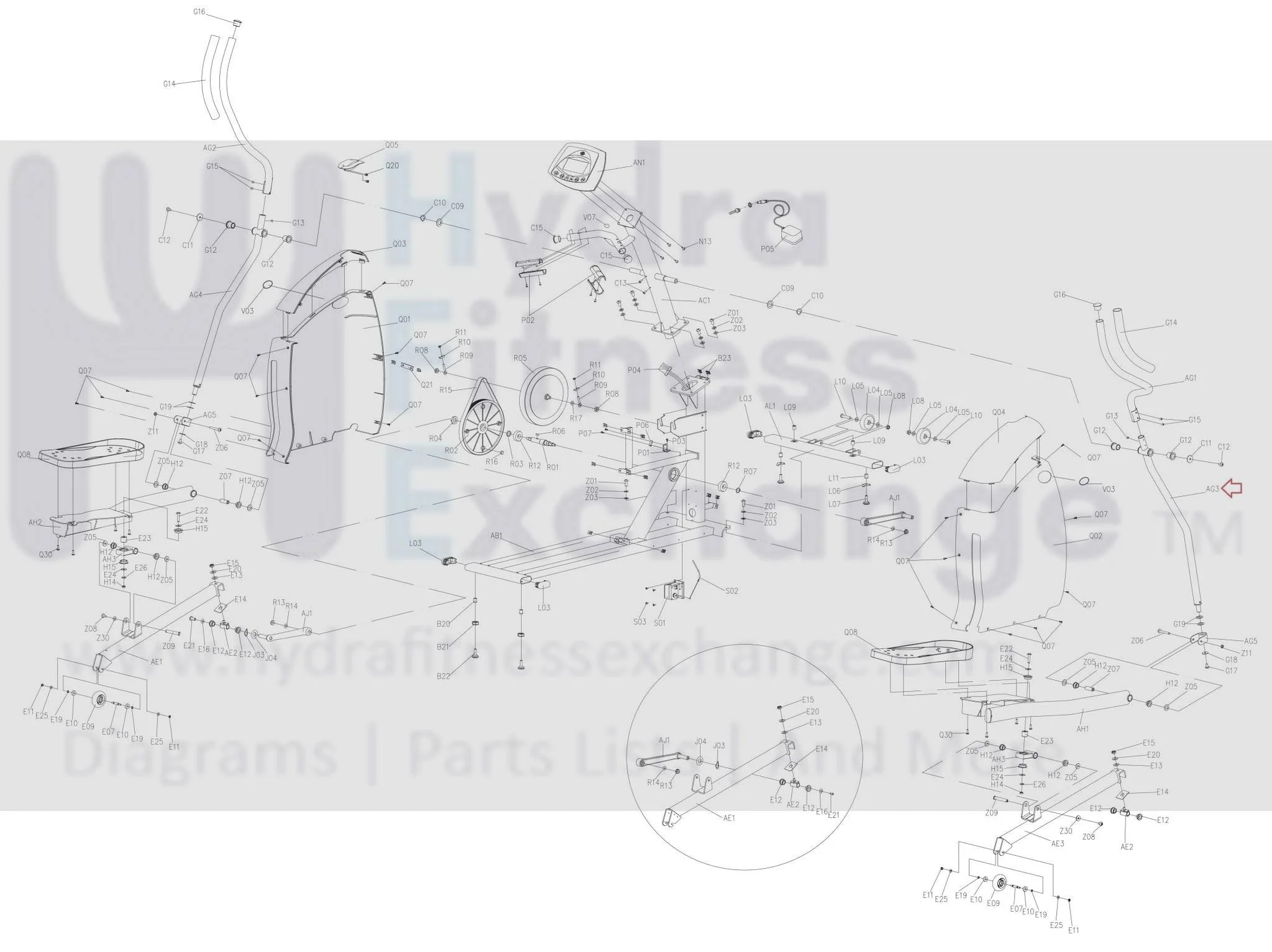 Horizon Fitness EP505 EP133 EP134 EP109 EP110 EP111 EP132 Elliptical Right Lower Handlebar Set 013108-ZR - Image 3